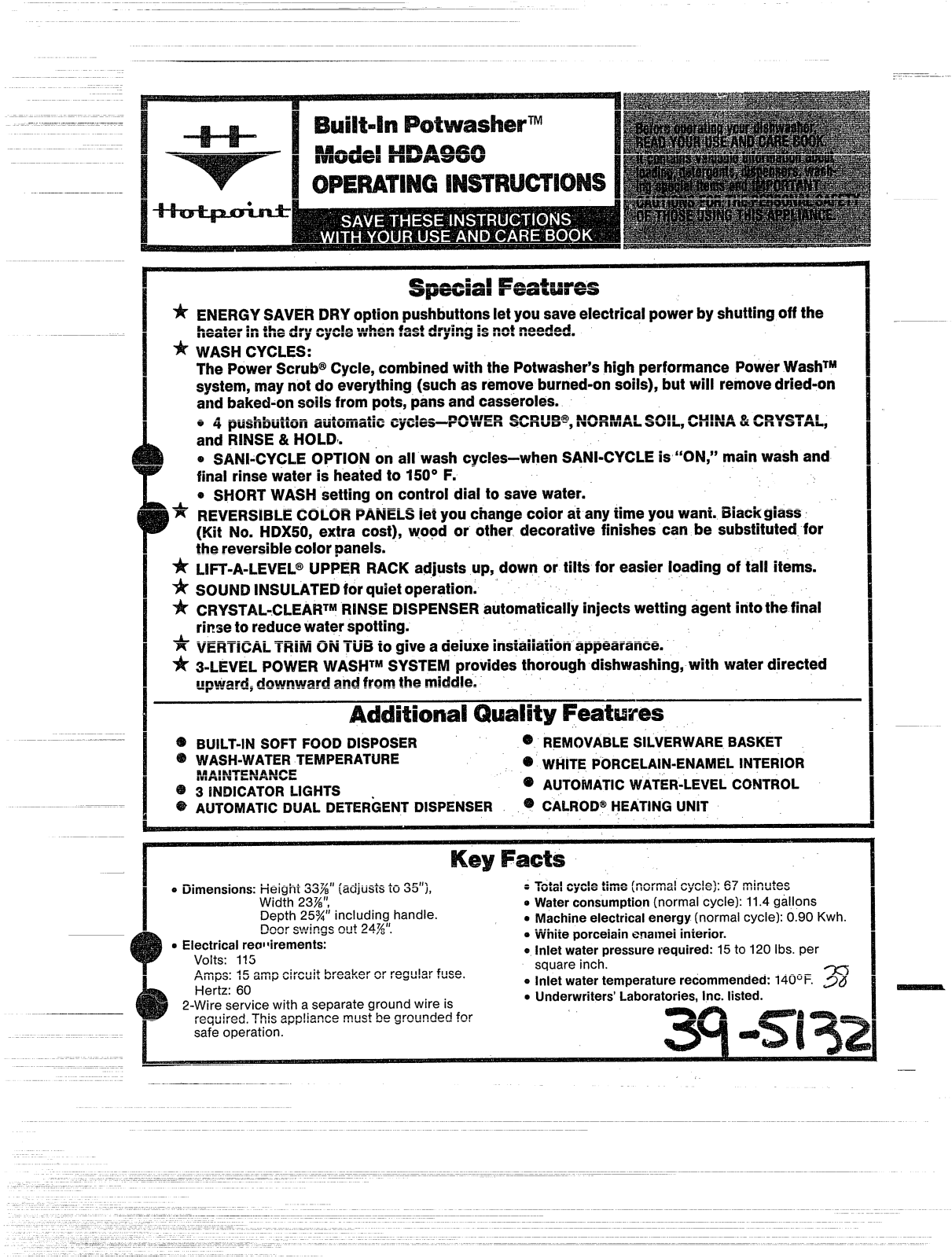 GE HDA960 Operating Instructions - ManualMachine.com