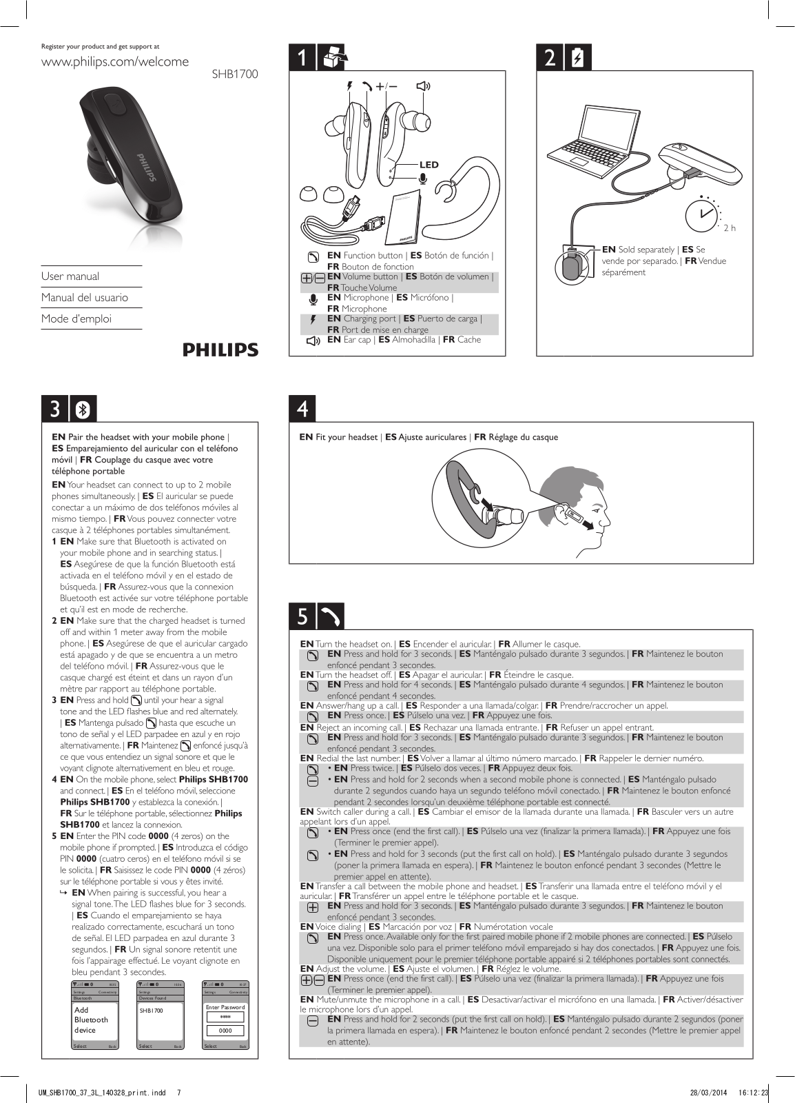 Philips SHB1700/37 User manual