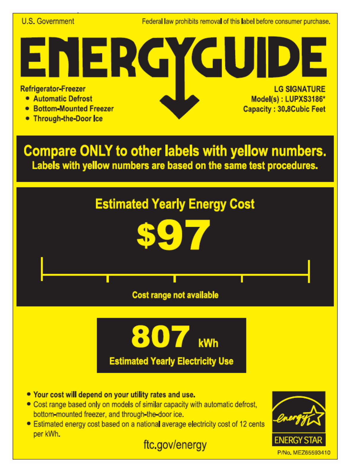 Lg LUPXS3186N Energy Guide