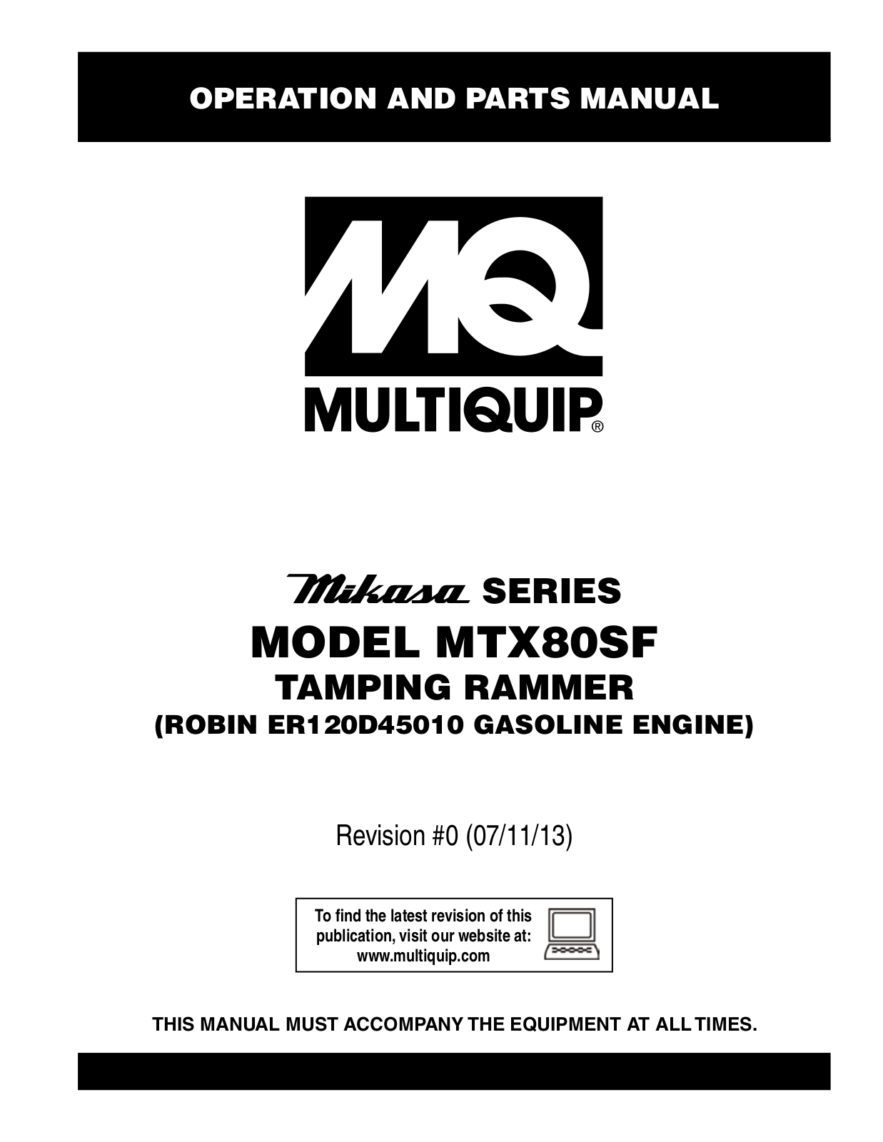 Multiquip MTX80SF User Manual