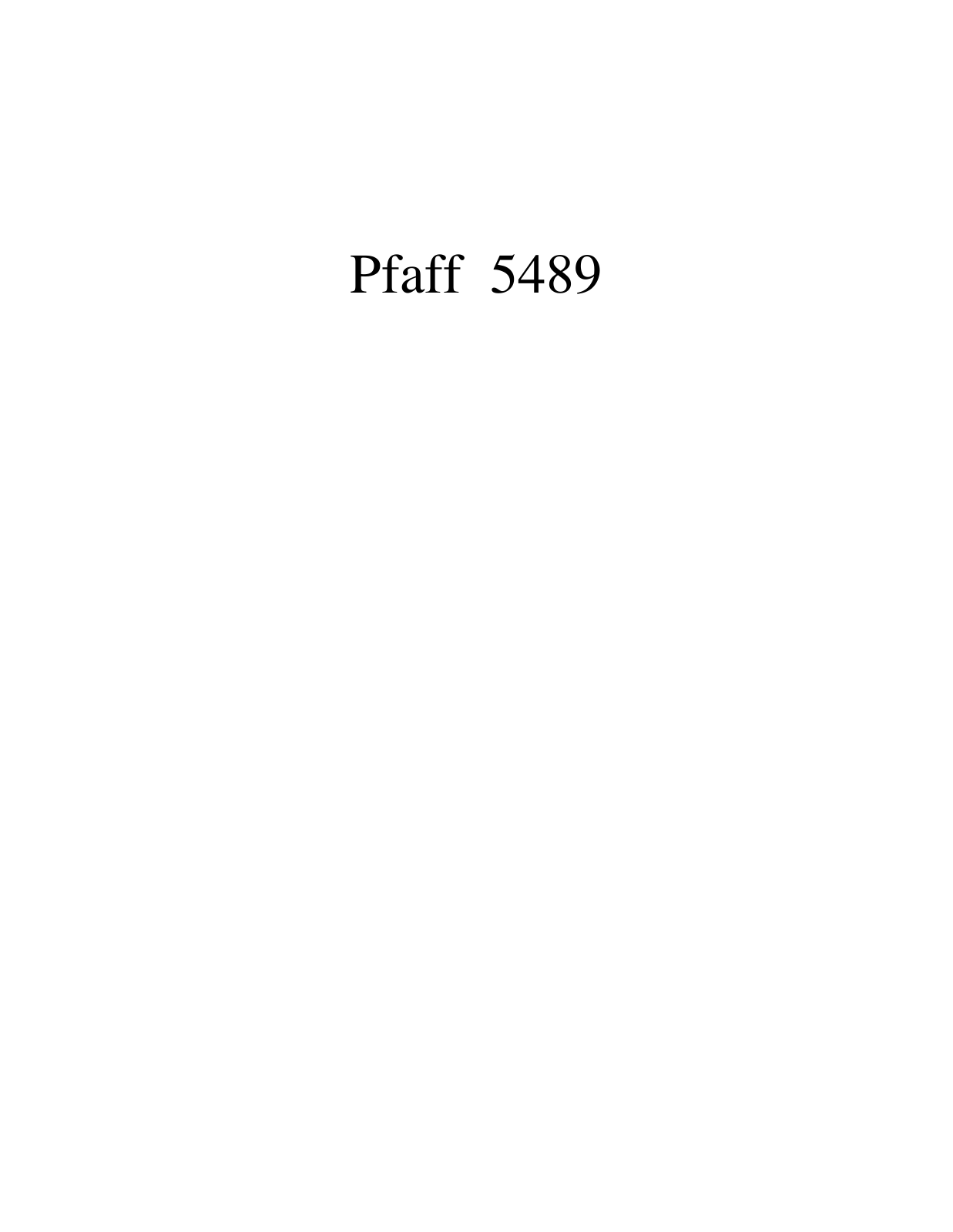 PFAFF 5489 Parts List