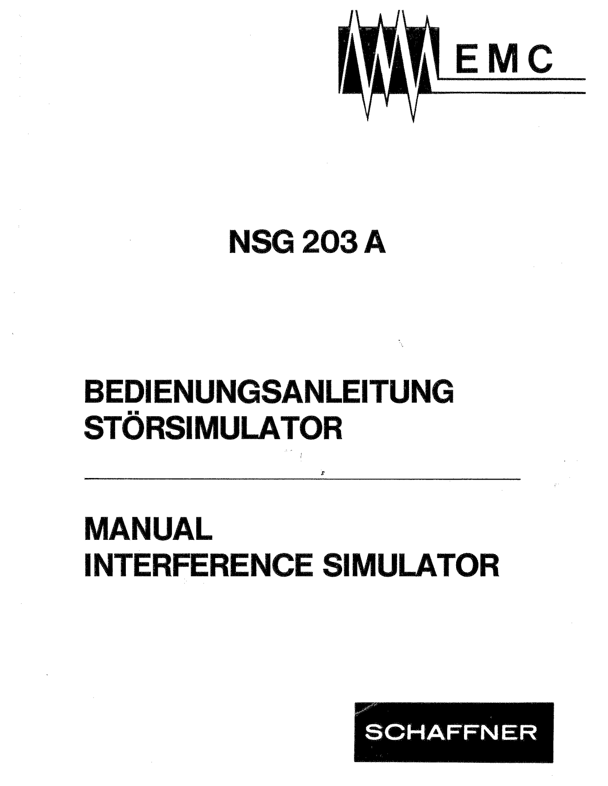 Schaffner NSG 203 A User Manual