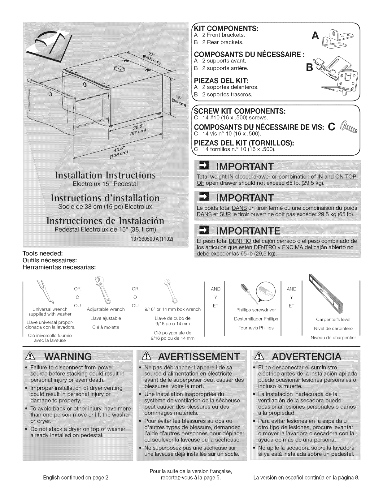 Electrolux EPWD157SIW0, EPWD157STT0, EPWD15T0 Installation Guide - ManualMachine.com