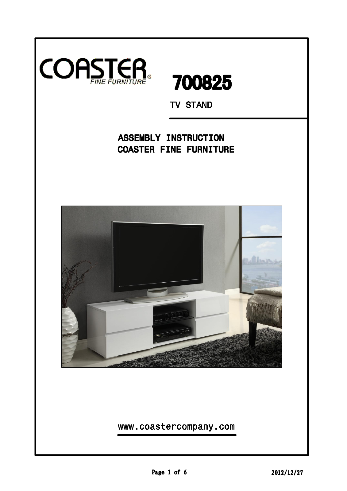 Coaster 700825 Assembly Guide - ManualMachine.com