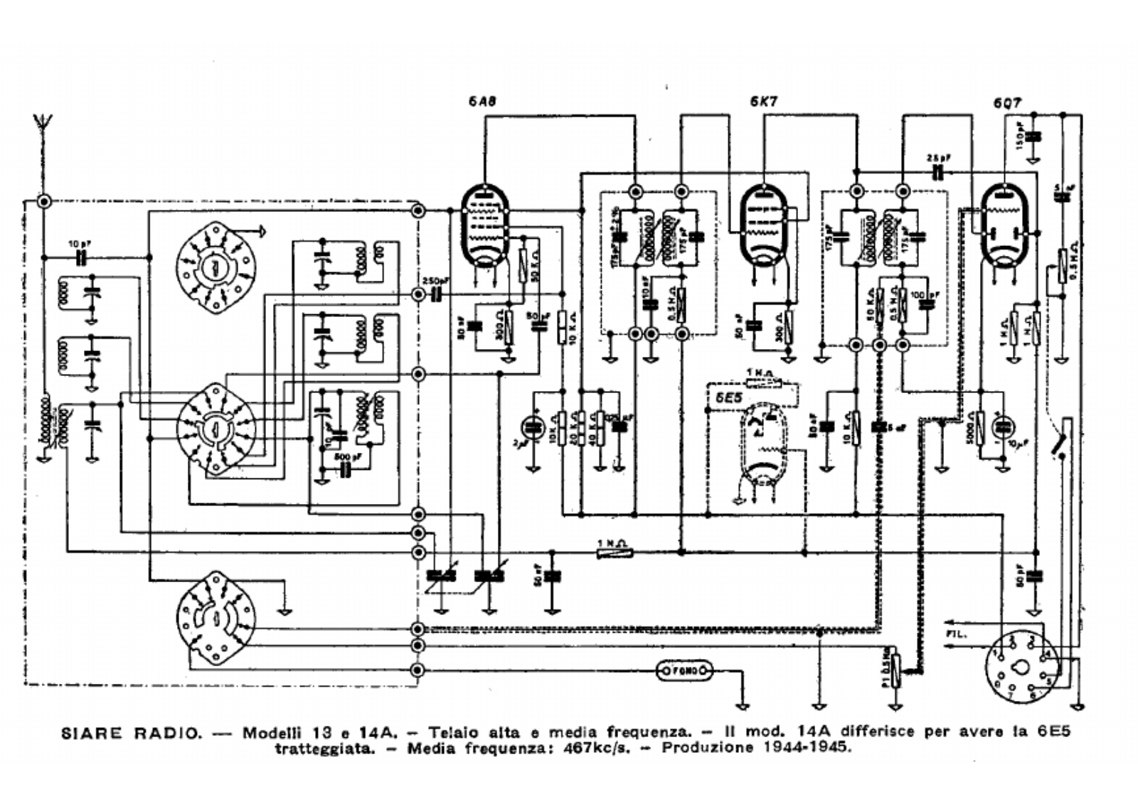 Siare Crosley 13, 14a schematic