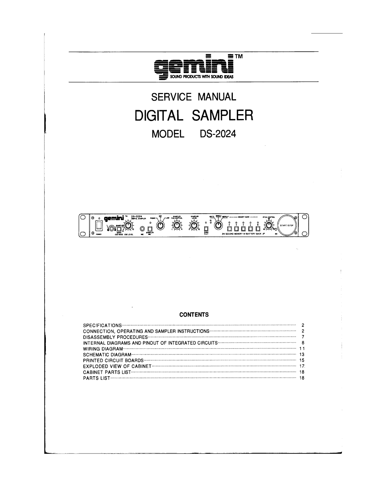 Gemini DS-2024 User Manual