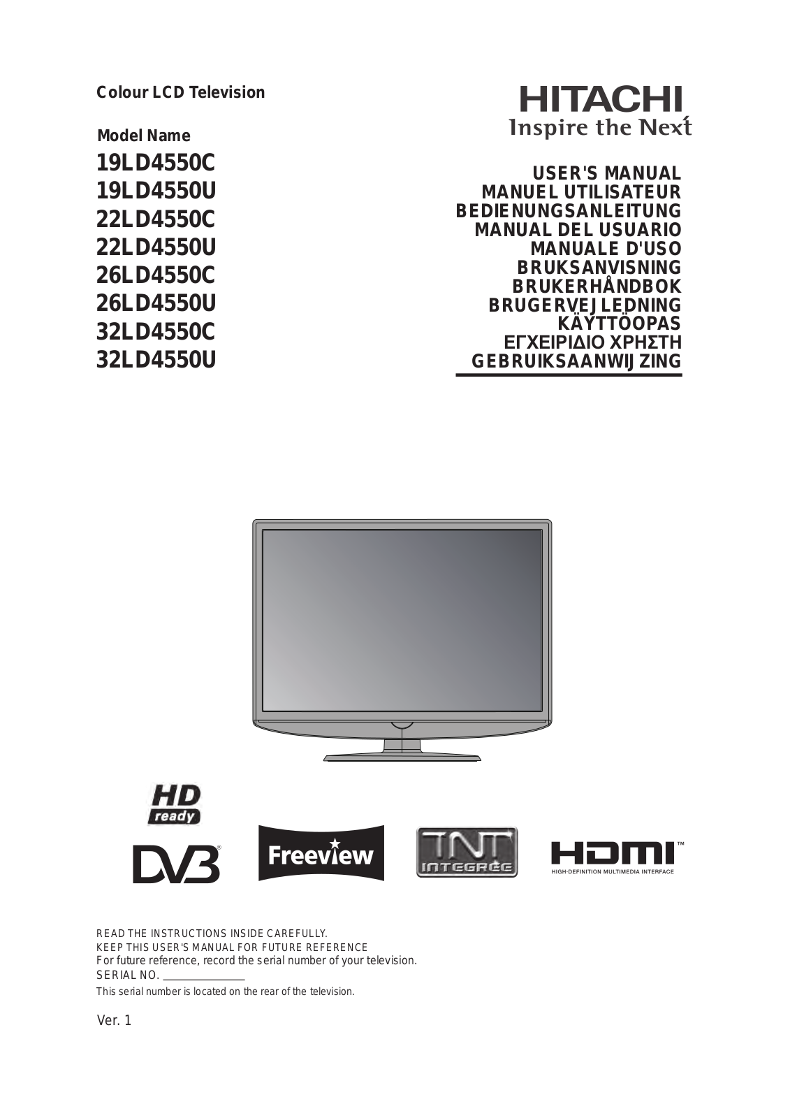 Hitachi 26LD4550C, 19LD4550C, 26LD4550U, 32LD4550C, 19LD4550U User Manual