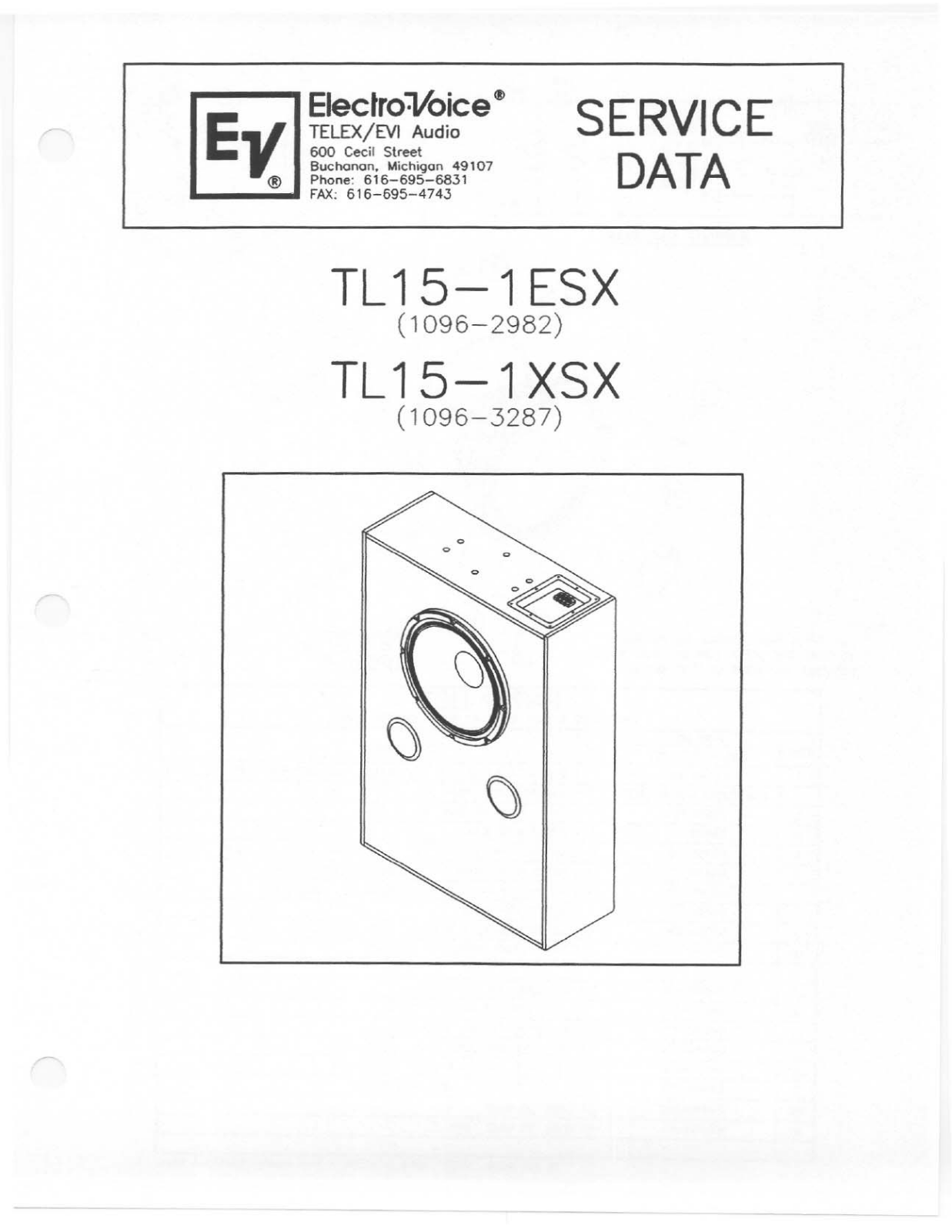 Electro-Voice TL15-1ESX, TL 15-1XSX User Manual