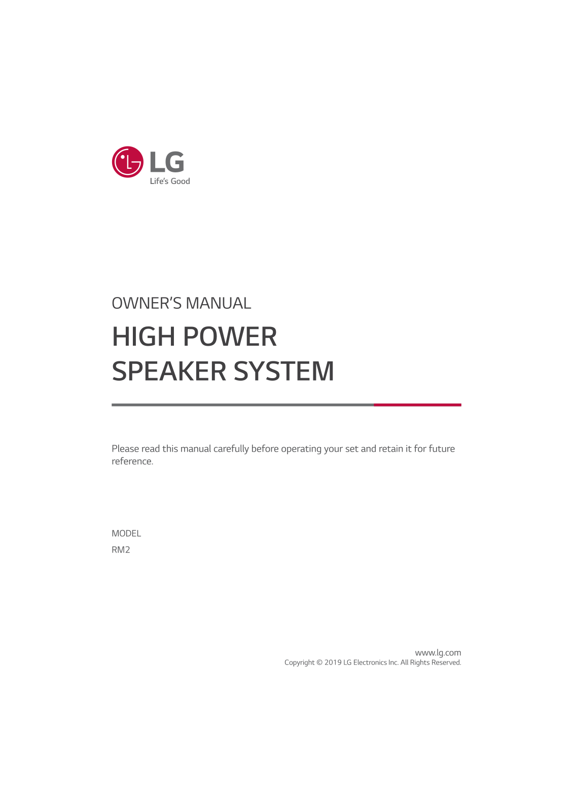 LG RM2 User Manual