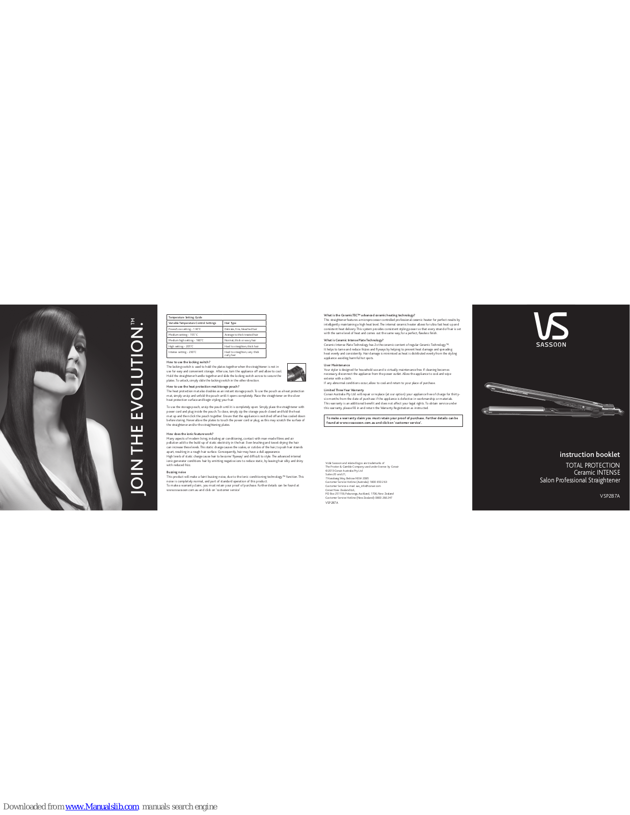 VS Sassoon VSP287A Instruction Booklet