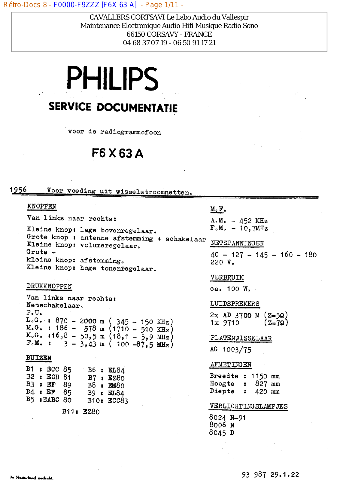 Philips f6x 63 a Datasheet - ManualMachine.com
