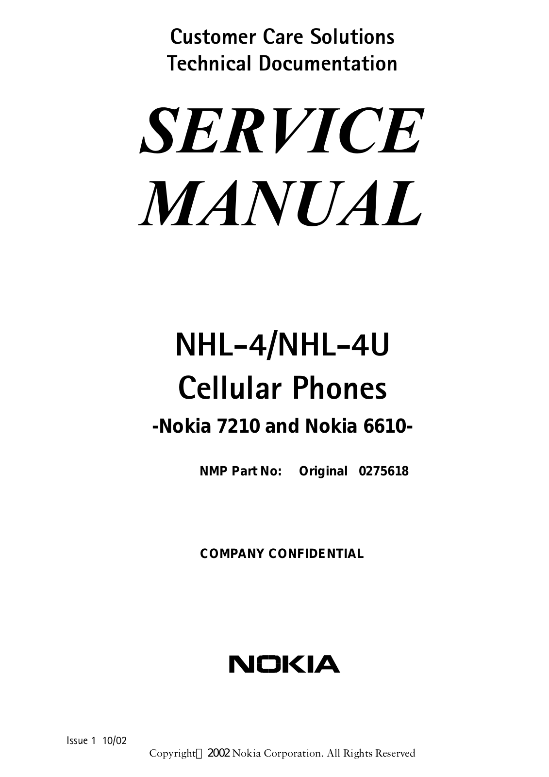 Nokia NHL-4 7210, NHL-4U 6610, NHL-4, 7210, NHL-4U Service Manual