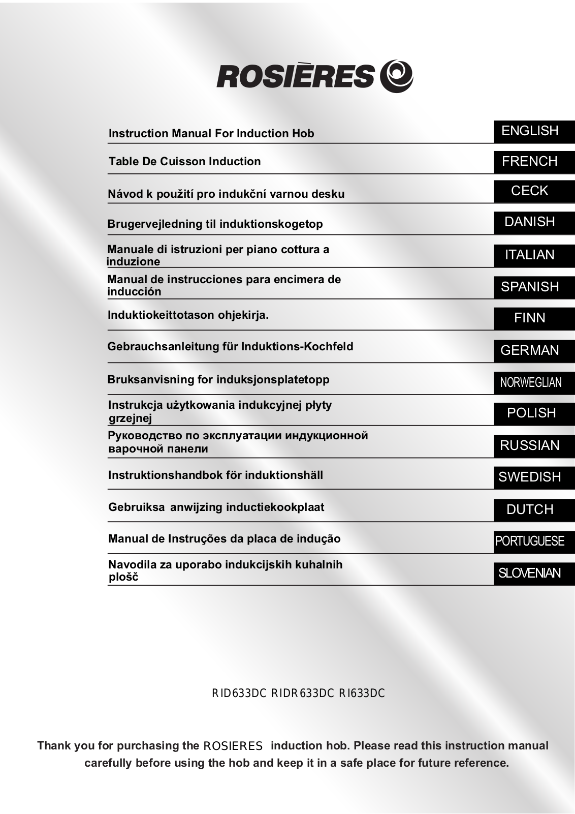 Rosieres RIED340B1C User Manual