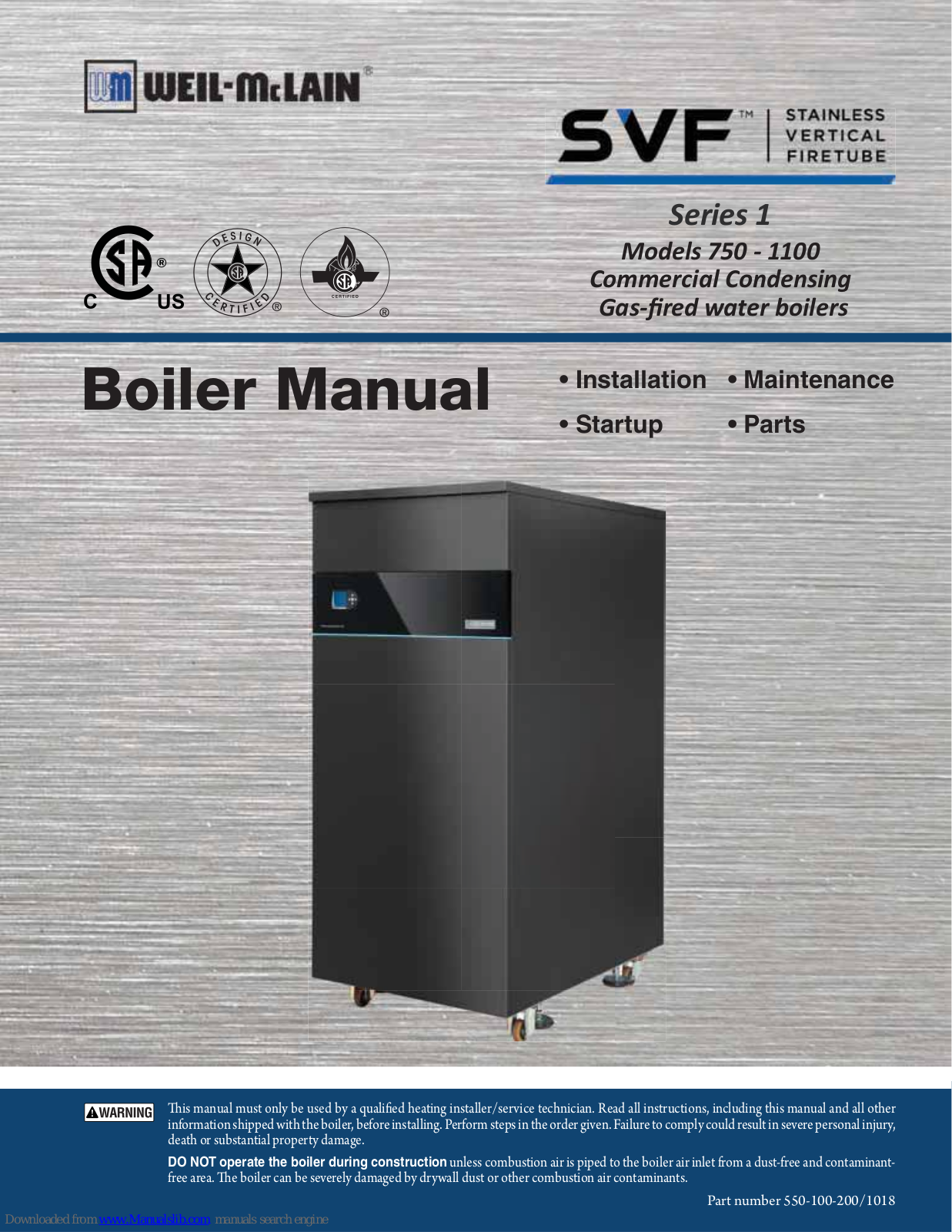 Weil-McLain SVF 750, SVF 1100, SVF 1000 User Manual