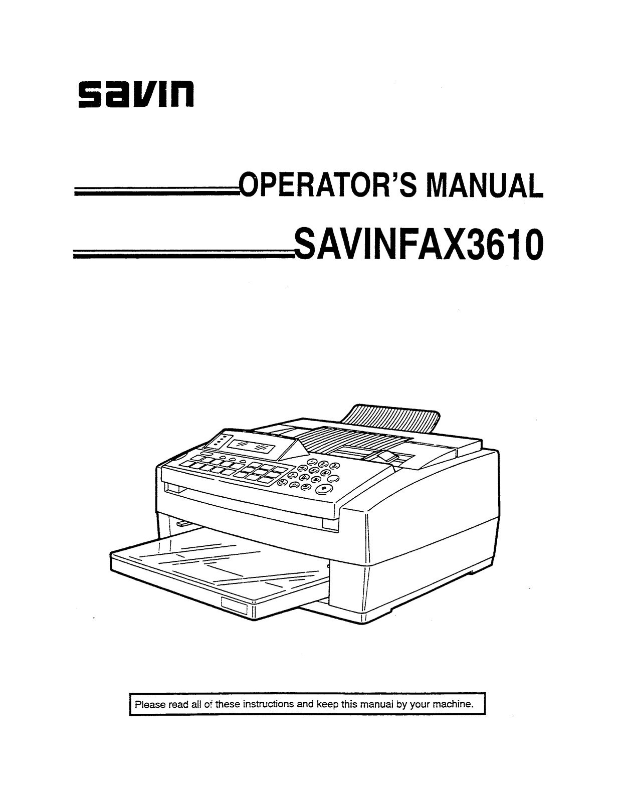 Savin 3610 Operating Manual