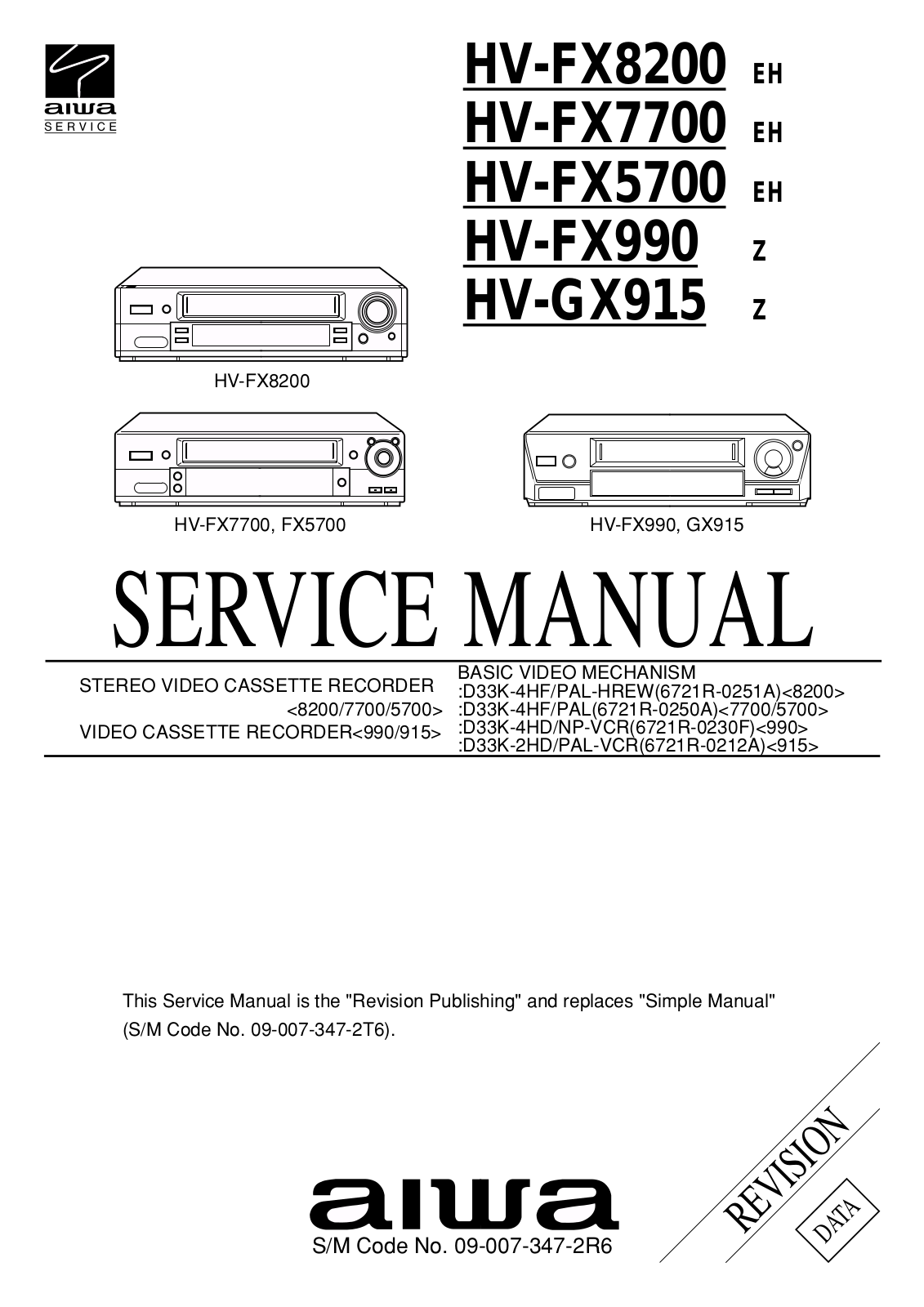 Aiwa HV-FX8200, HV-FX5700, HV-FX990, HV-GX915 Service Manual