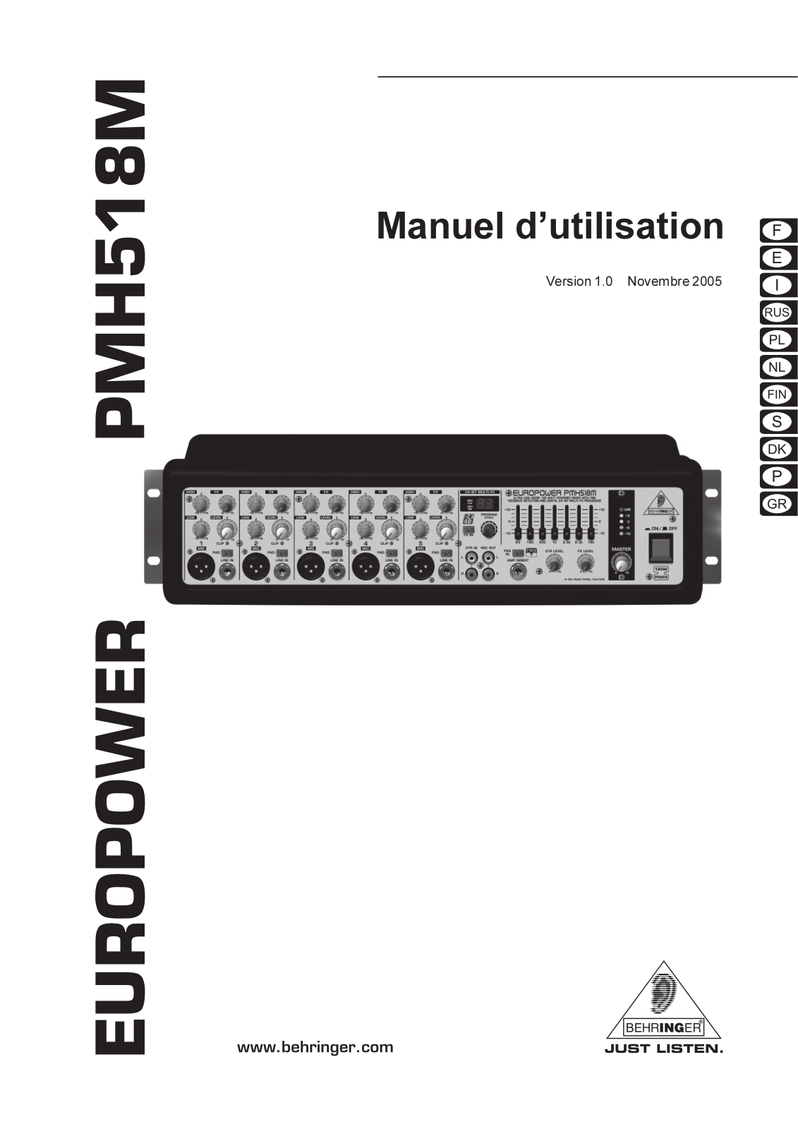 BEHRINGER PMH518M User Manual