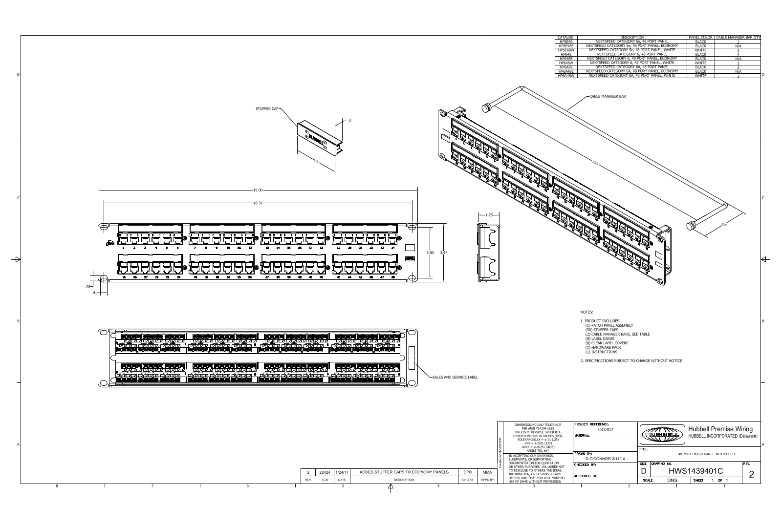 Hubbell HP5E48 Reference Drawing