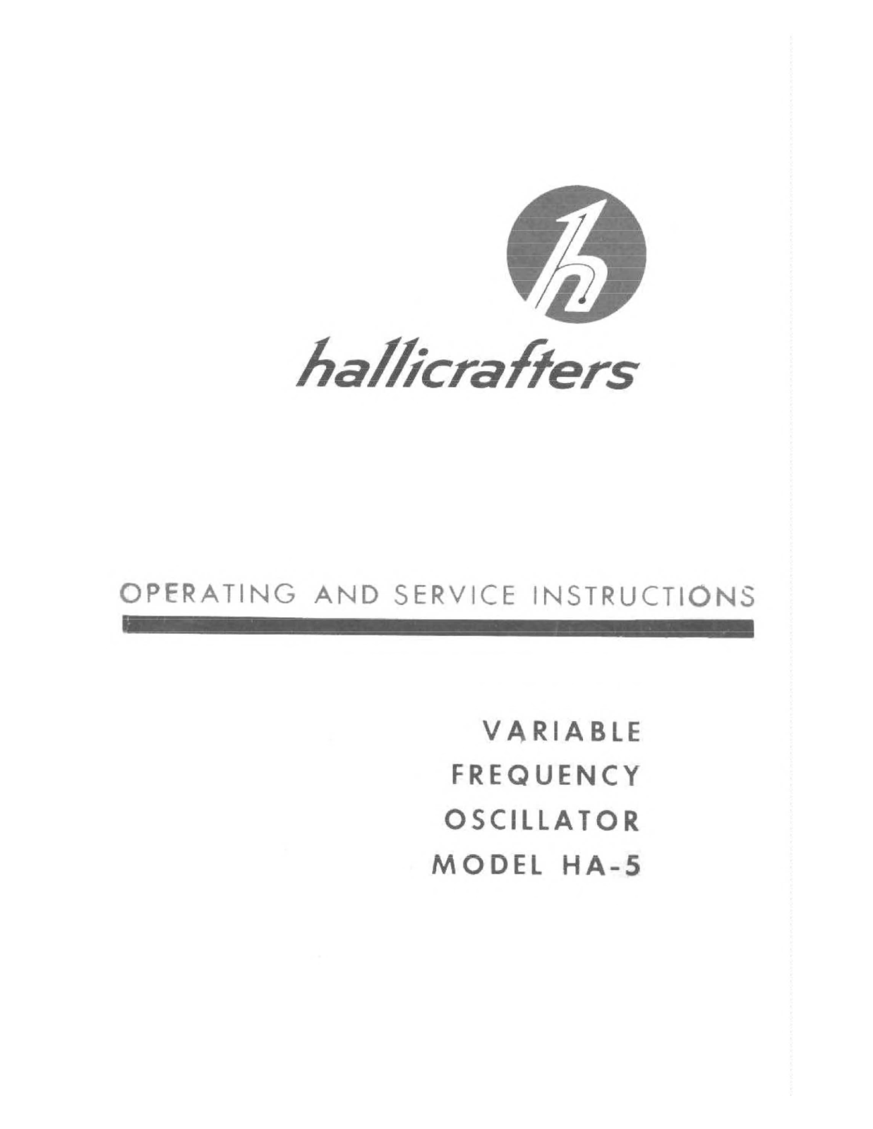 HALLICRAFTER HA-5 User Manual