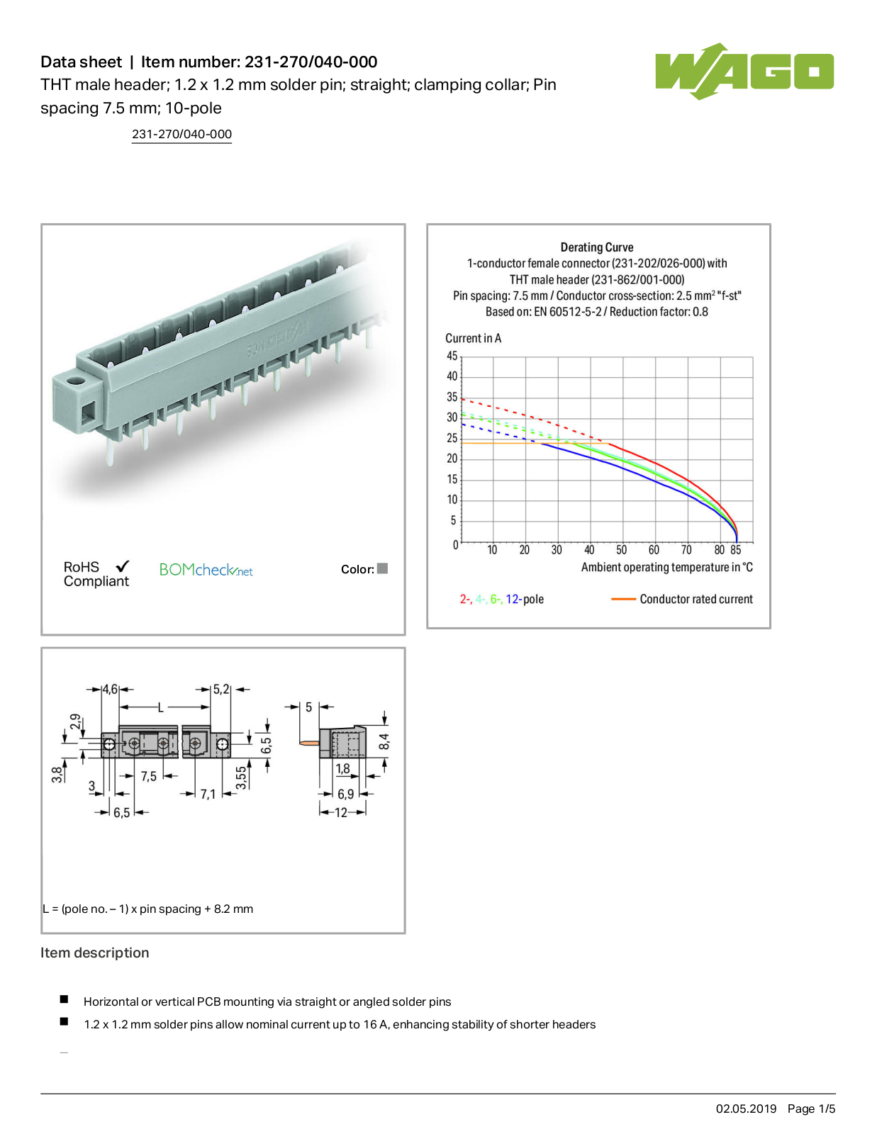 Wago 231-270/040-000 Data Sheet