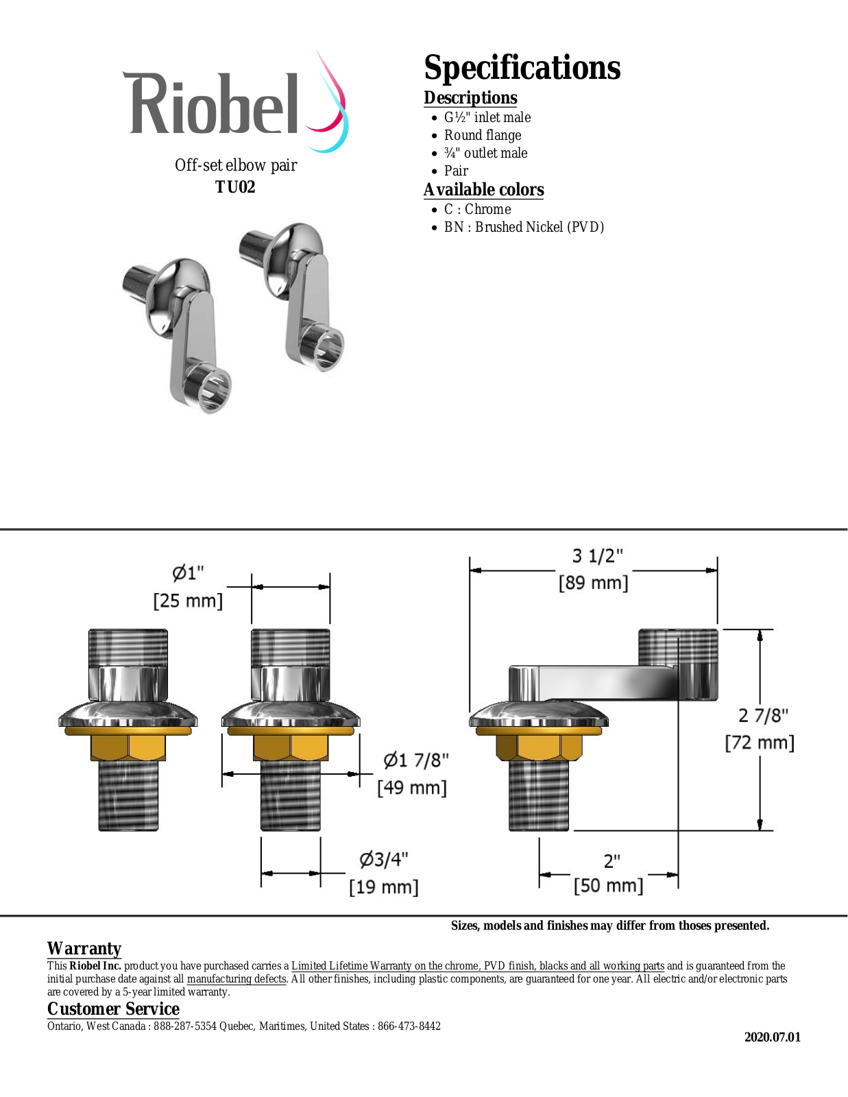 Riobel TU02BN Specifications - ManualMachine.com