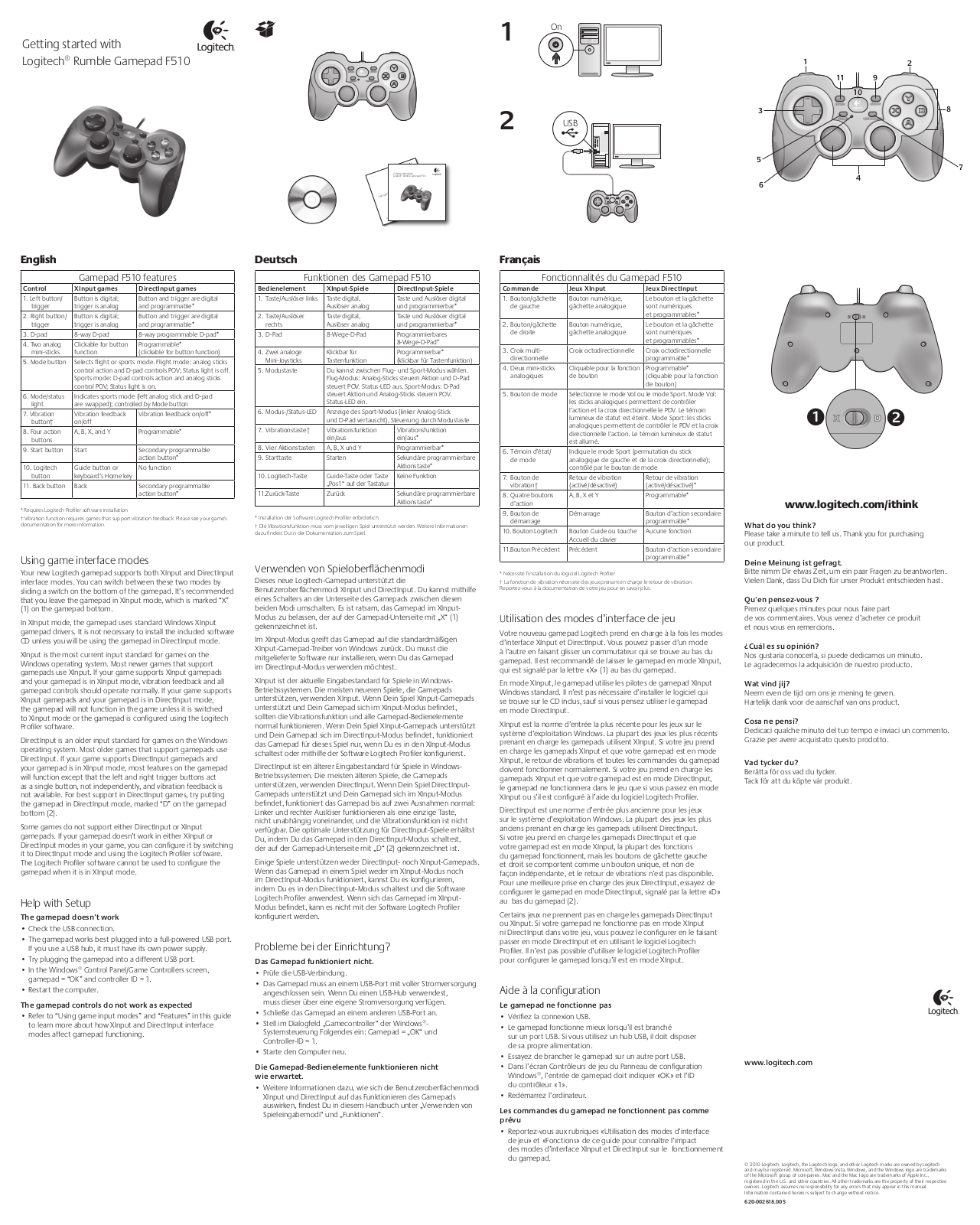 Logitech F510 User Manual