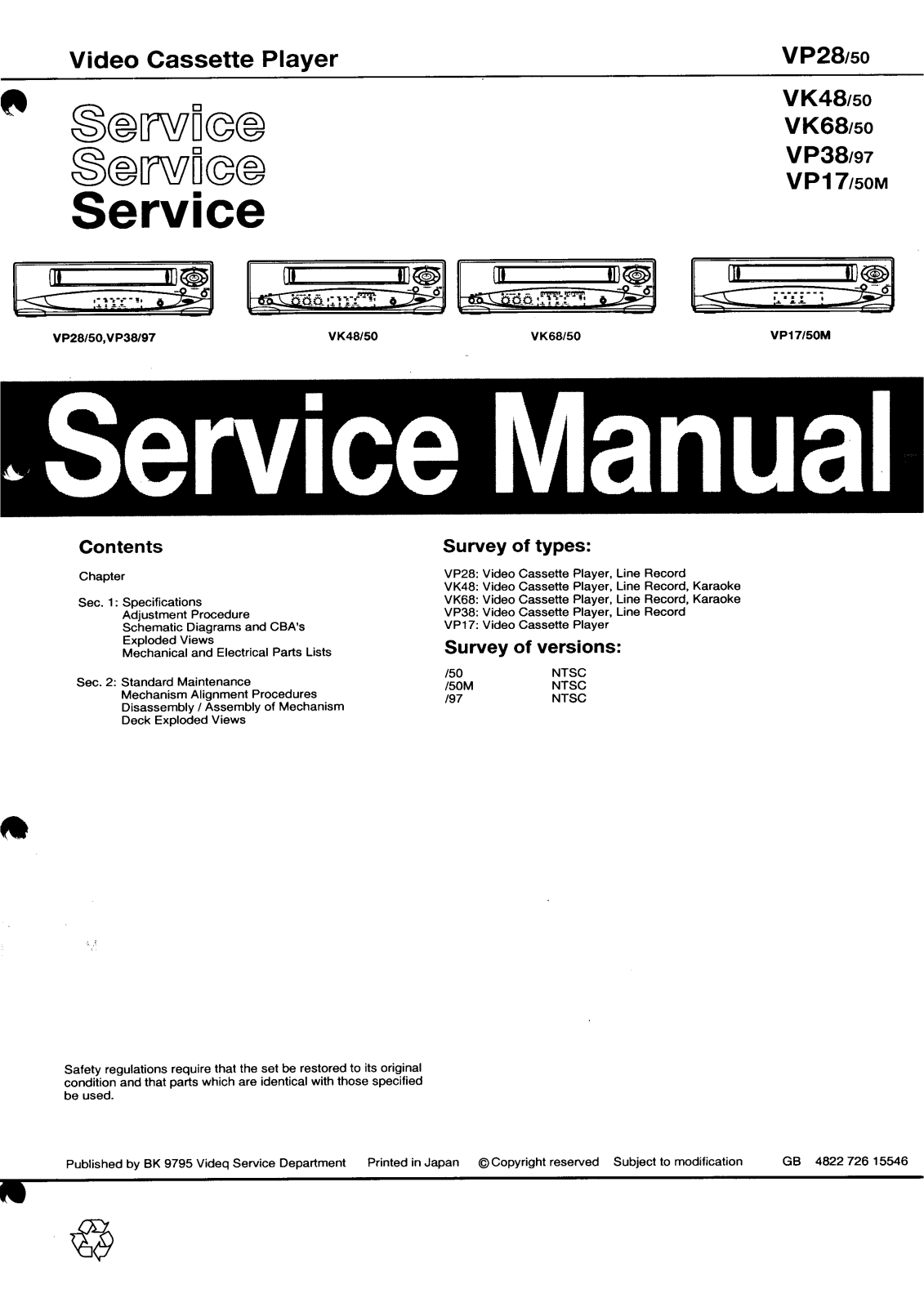 Philips VP17, VP28, VP38, VK48, VK68 Service Manual