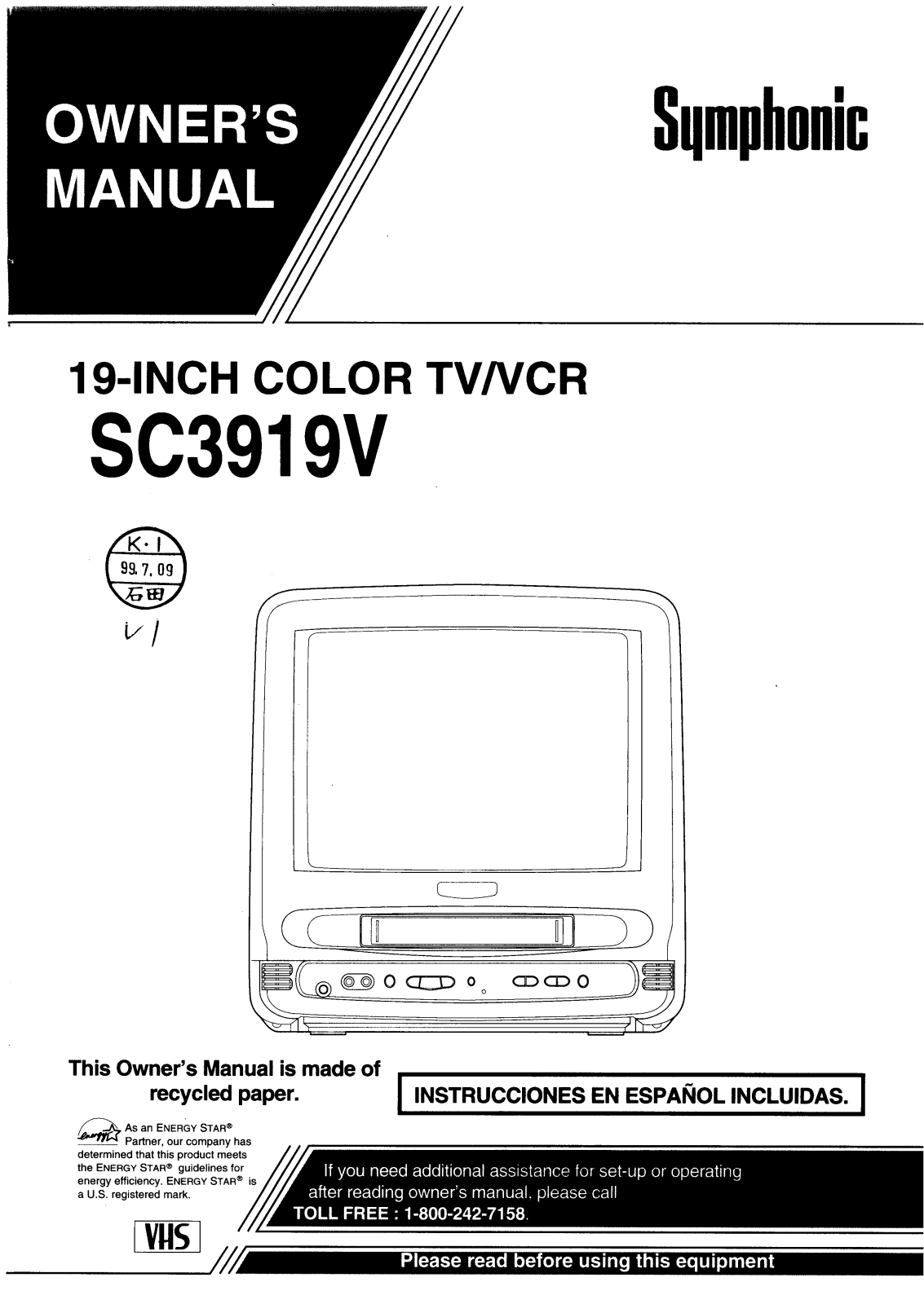 FUNAI SC3919V, SC3919V User Manual