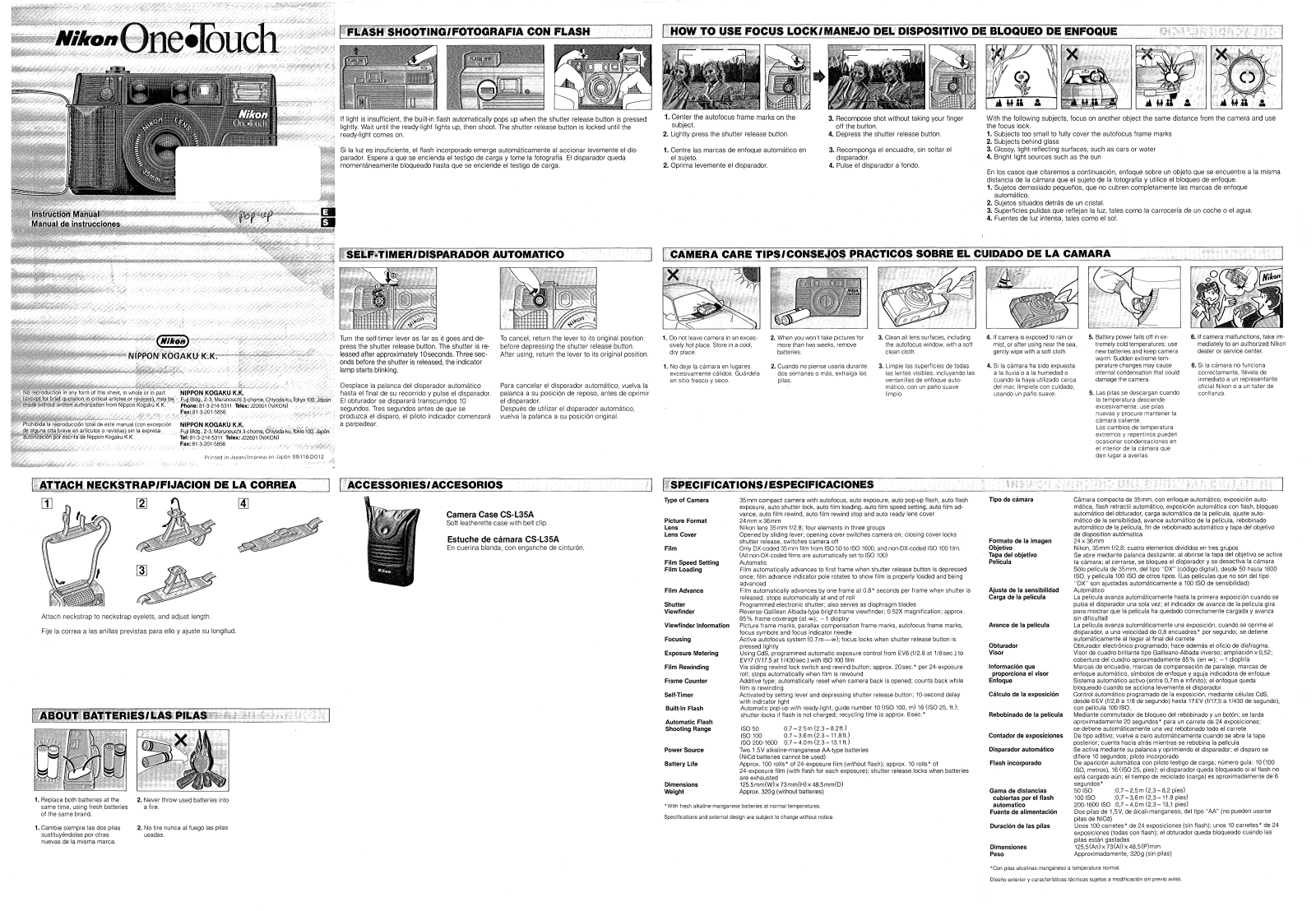 Nikon One Touch Pop-Up Instruction Manual