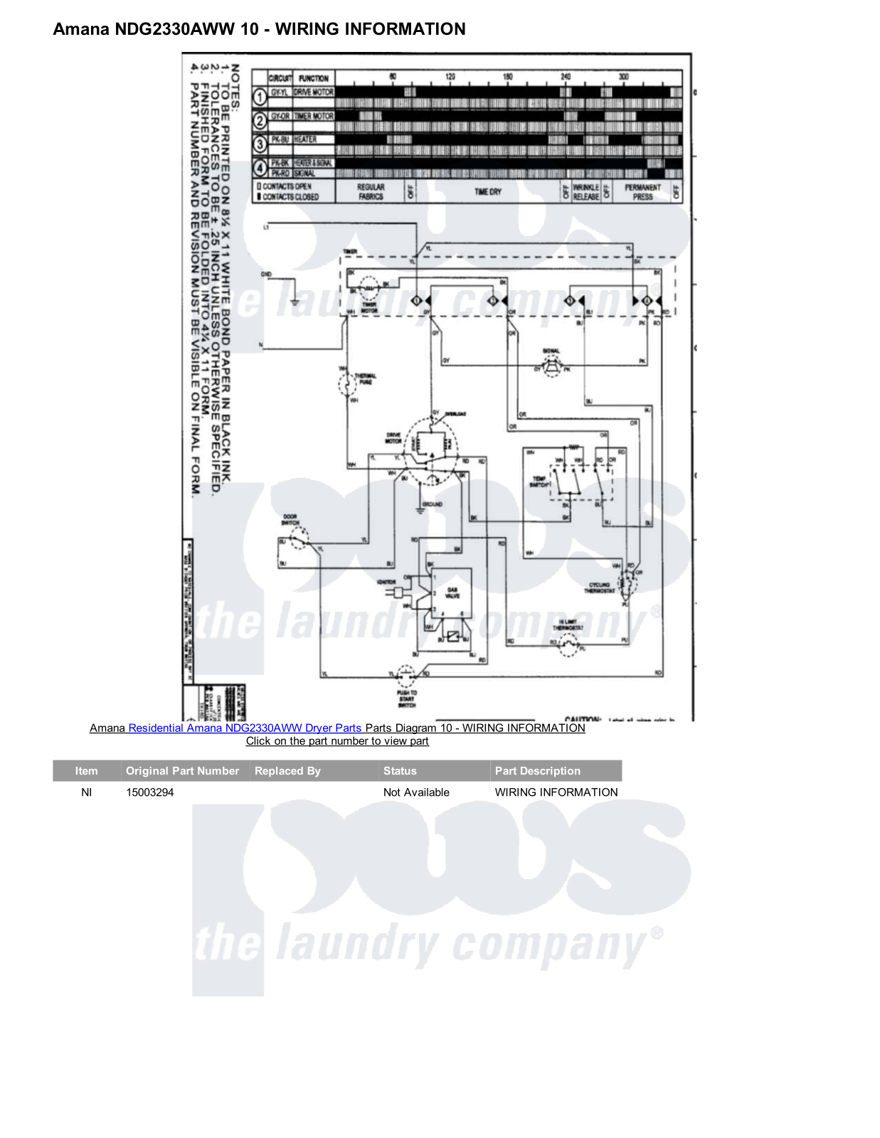 Amana NDG2330AWW Parts Diagram