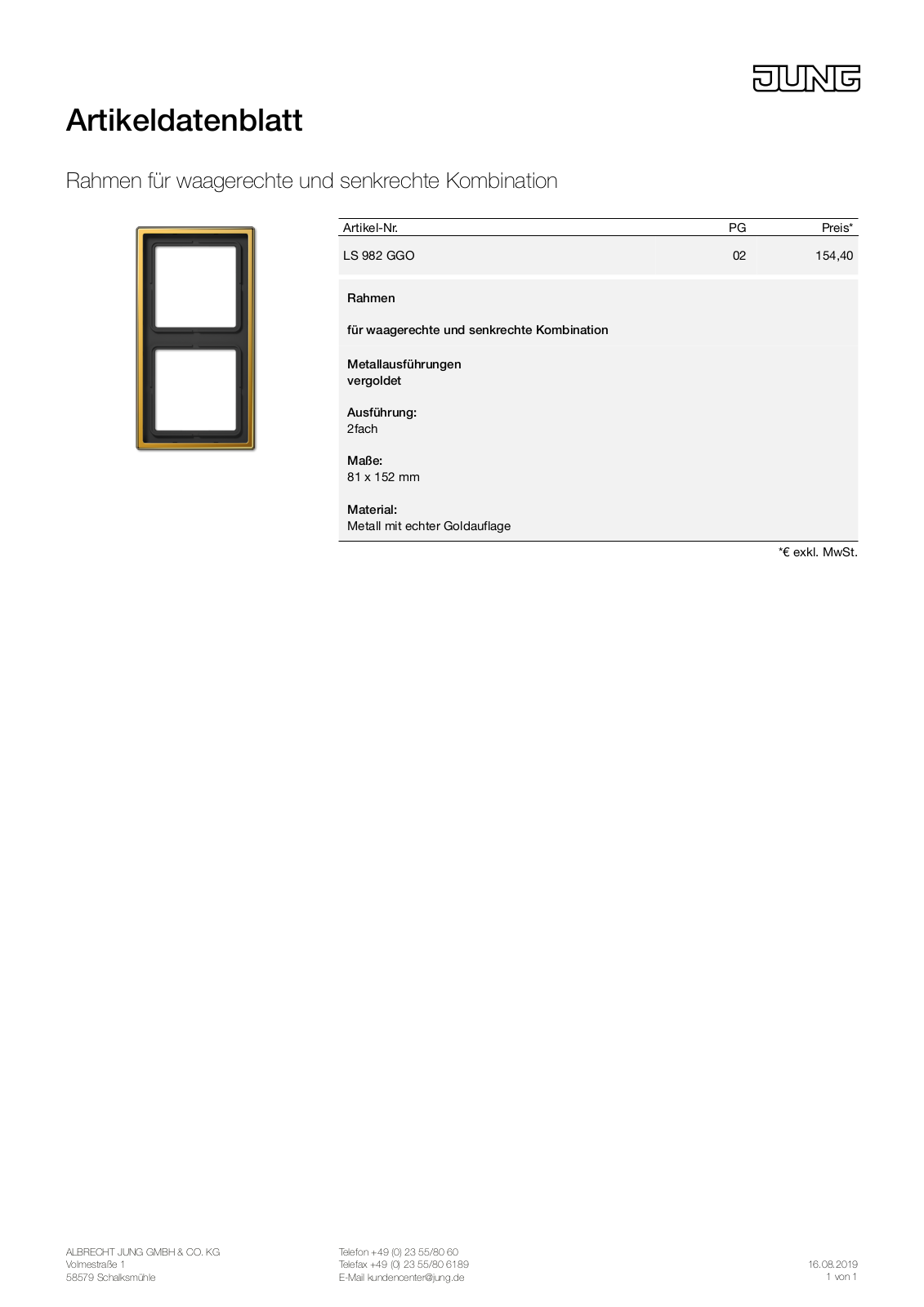 Jung LS 982 GGO User Manual