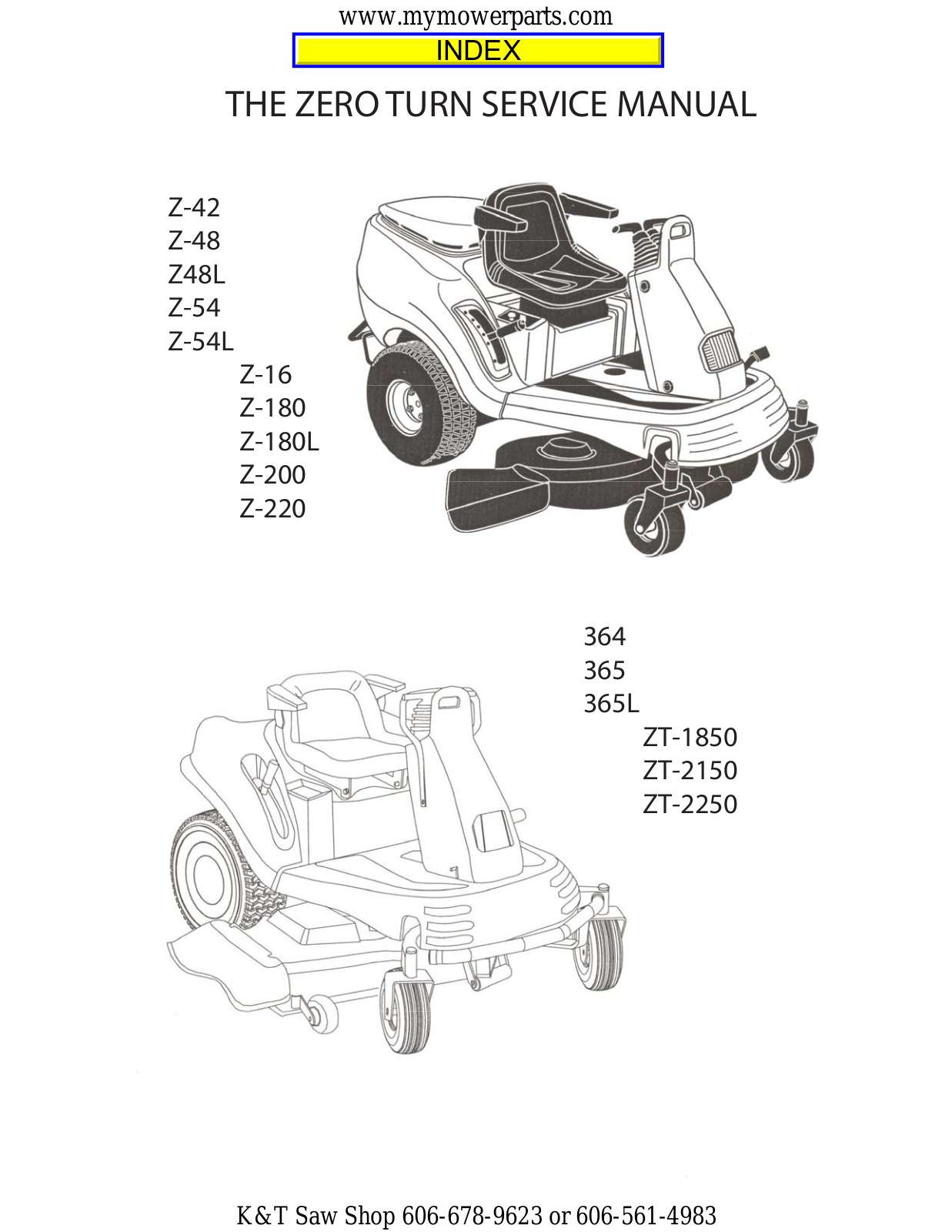 Cub Cadet Z-42, Z-54L, Z-54, Z48L, Z-48 Service Manual