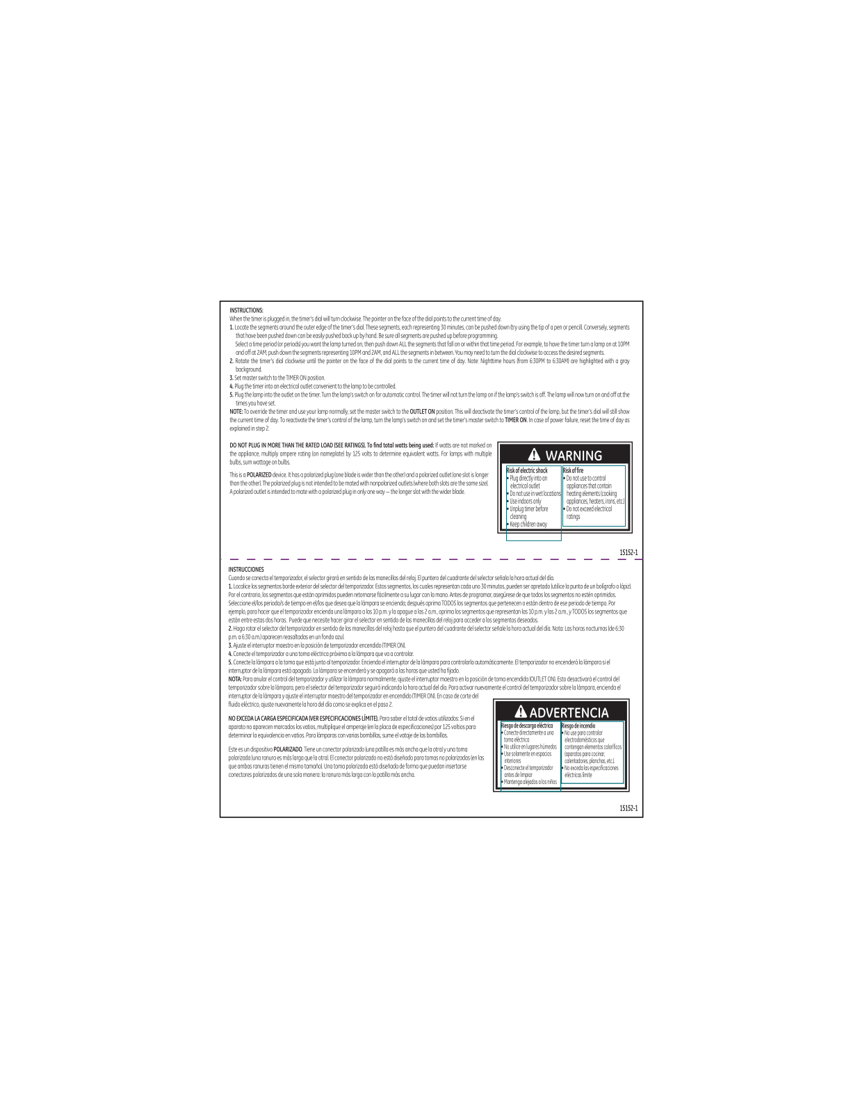 GE PlugIn 15152 Owner's Manual