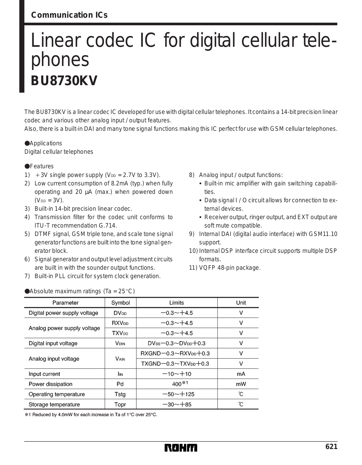 ROHM BU8730KV Datasheet