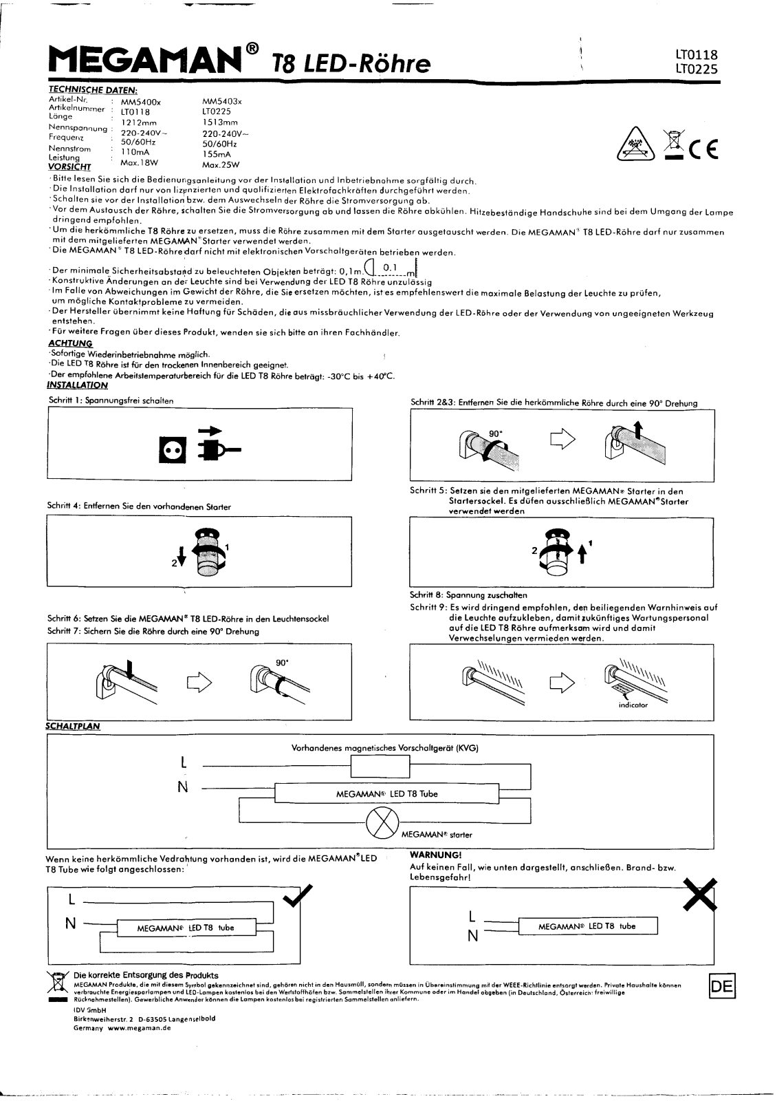 Megaman LT0118, LT0225 User guide