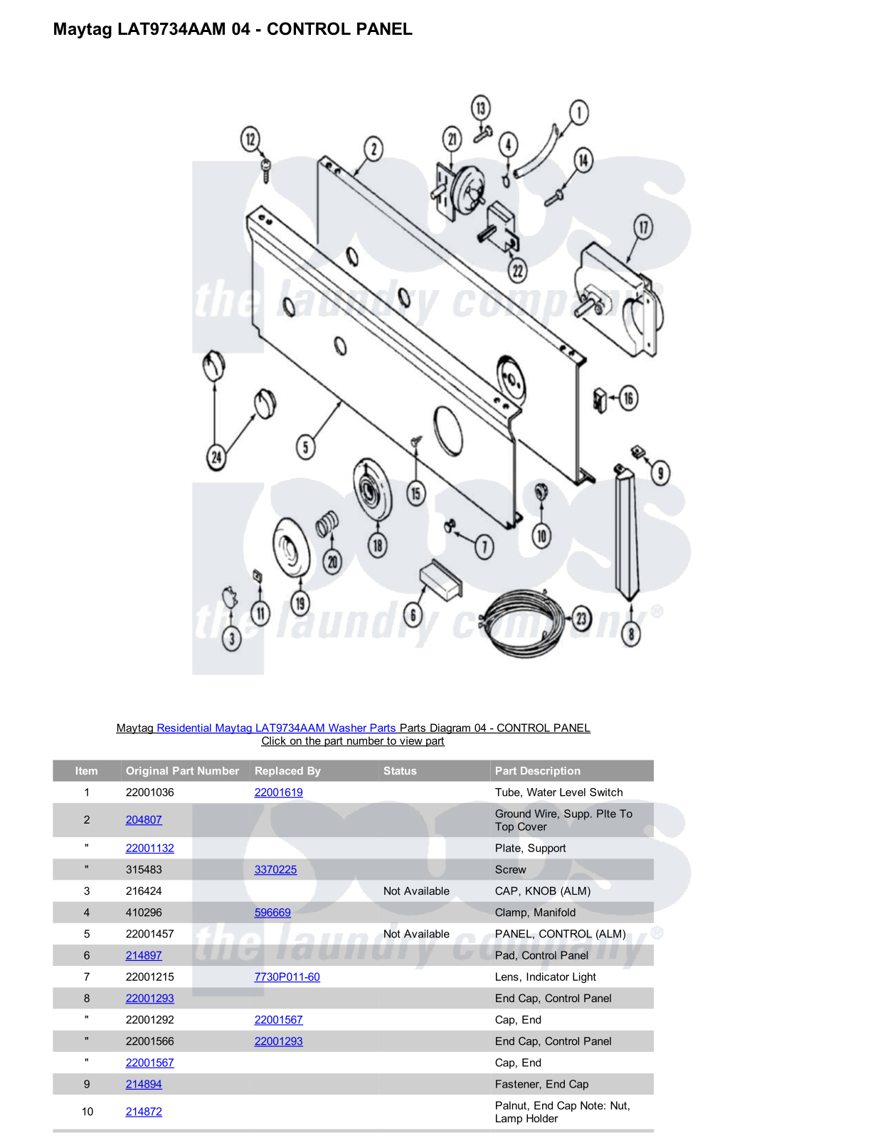 Maytag LAT9734AAM Parts Diagram