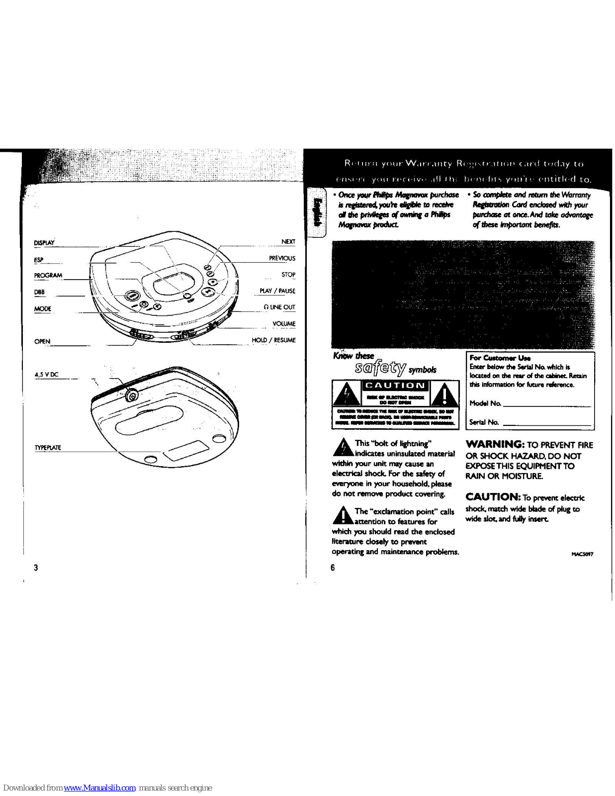 Philips AZ7381/17, AZ7383 - Cd Personal, AZ7483 - Cd Personal, AZ7583 - Cd Personal, AZ7383/17 User Manual