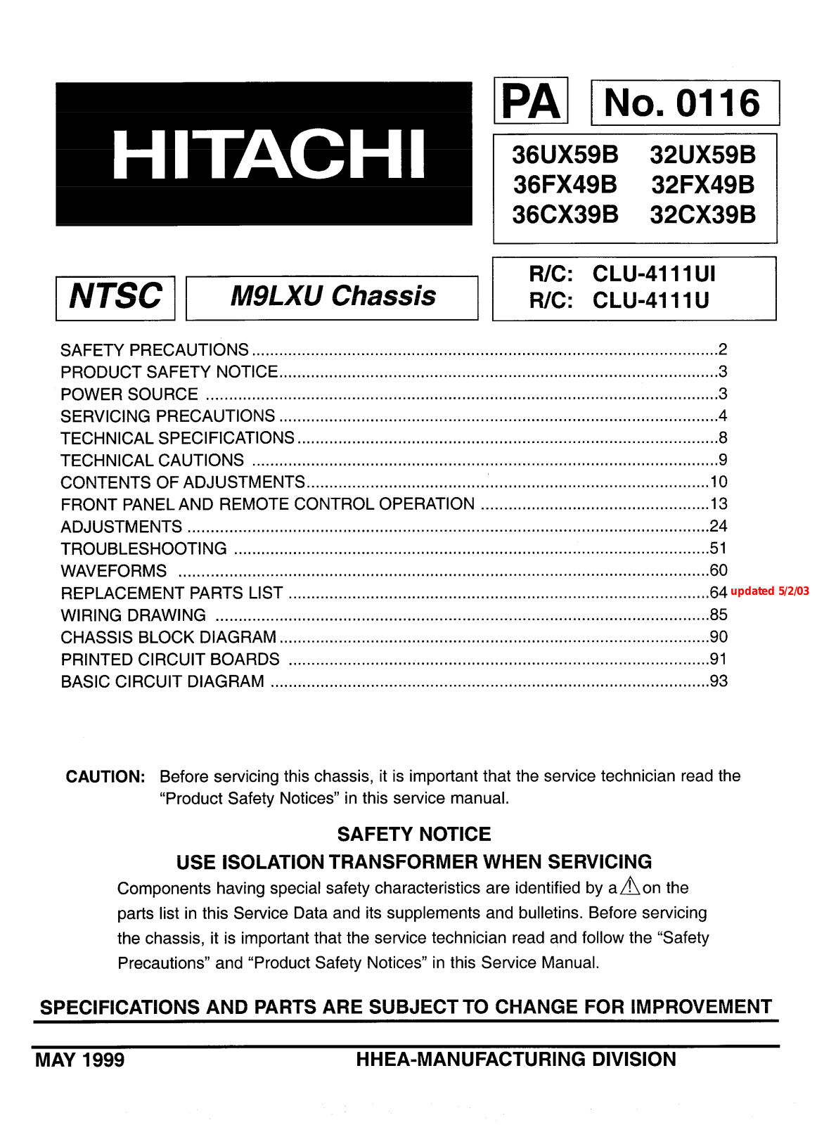 Hitachi pa0116 schematic