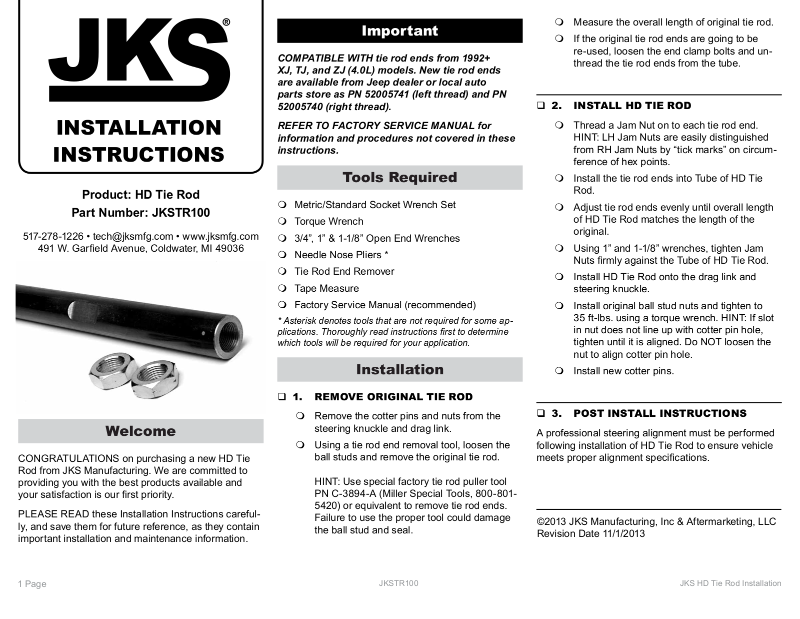 JKS TR100 User Manual