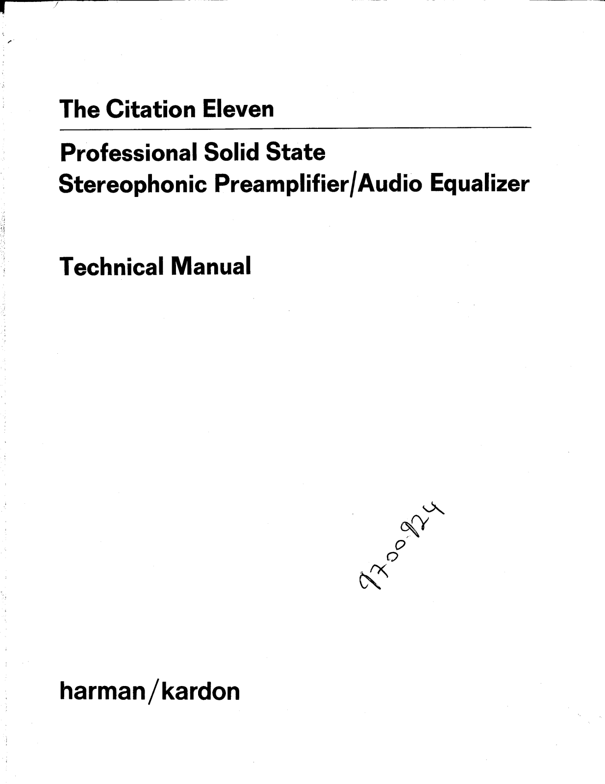 Harman Kardon Citation 11 Schematic