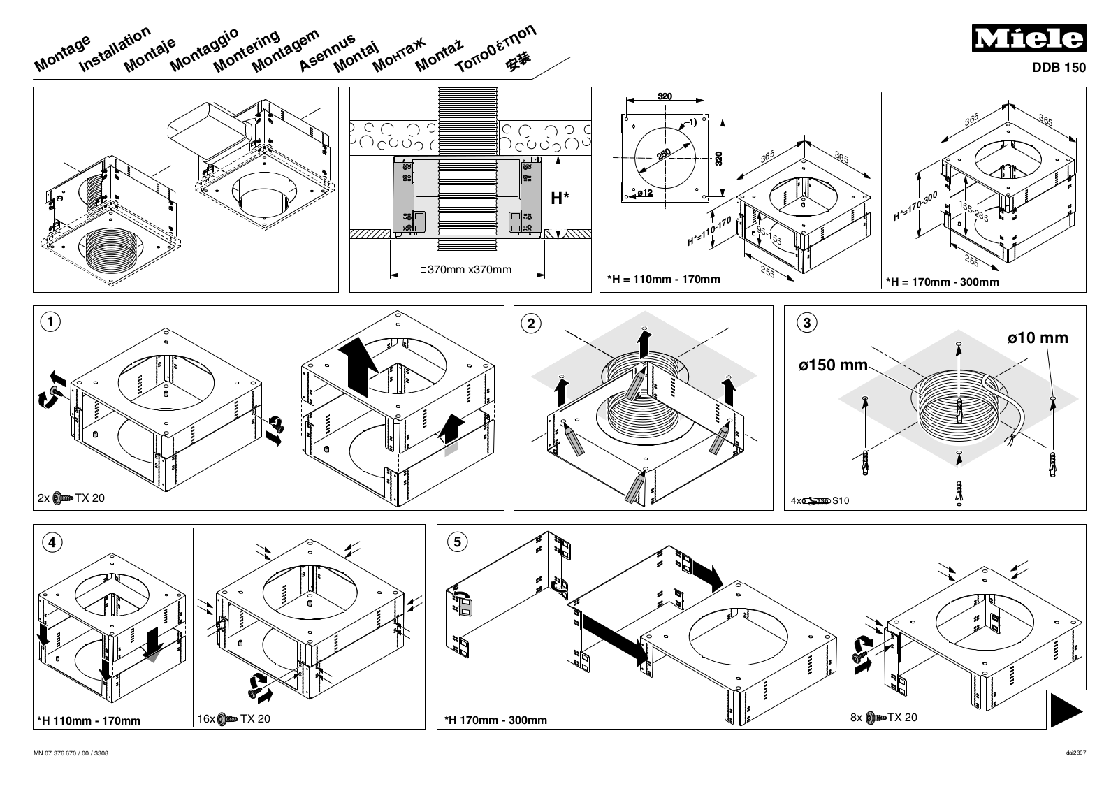 Miele DDB 150 Fitting instructions