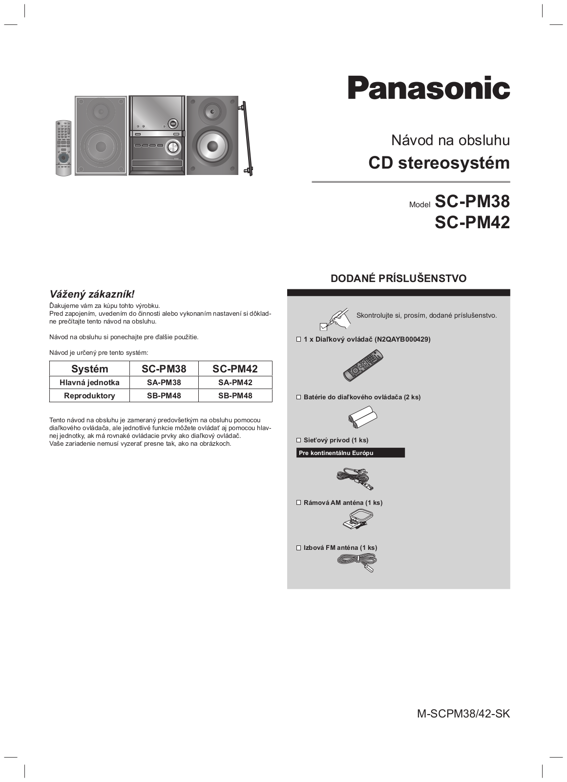 Panasonic SC-PM42 User Manual