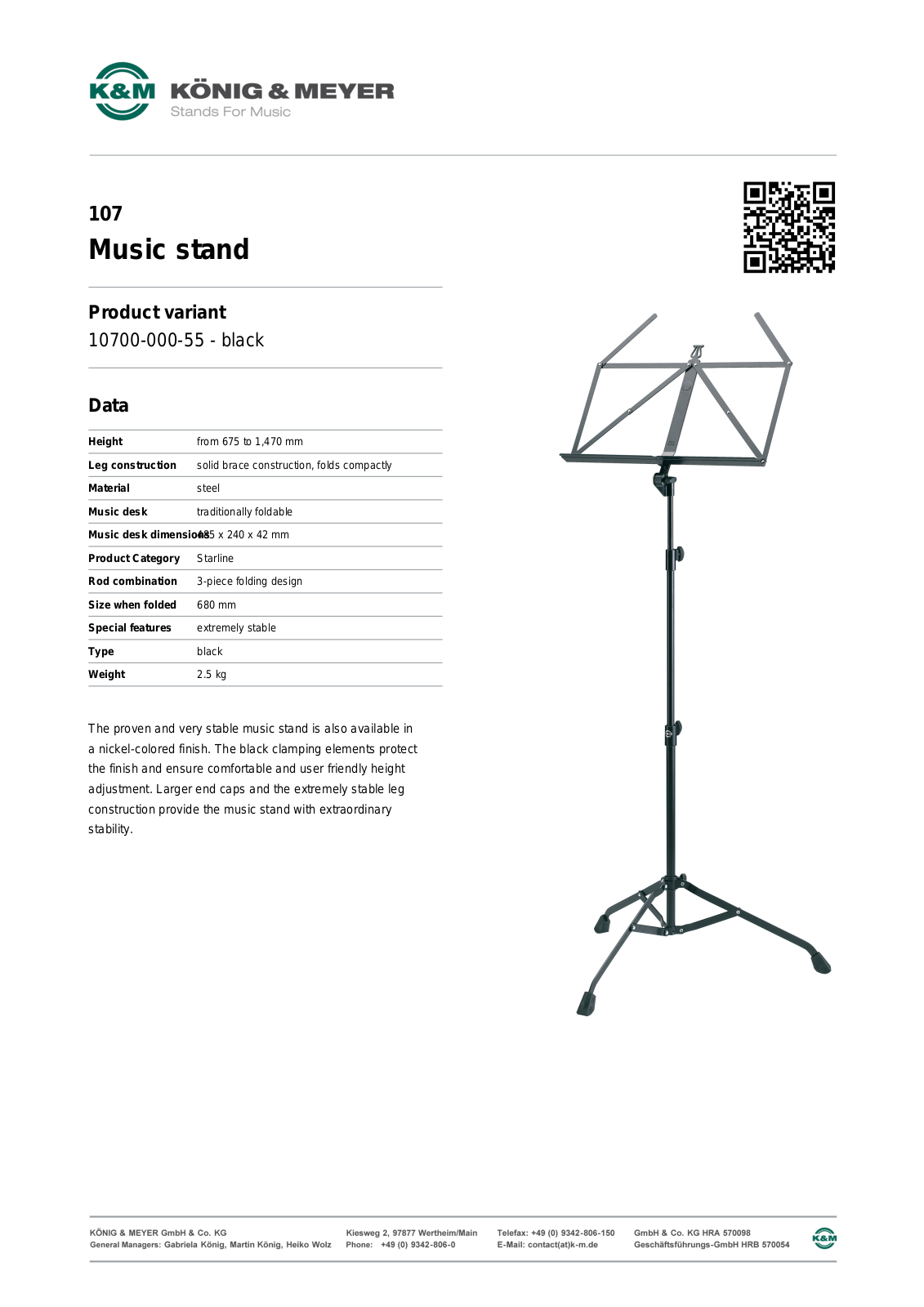 Konig & Meyer 107 Specification