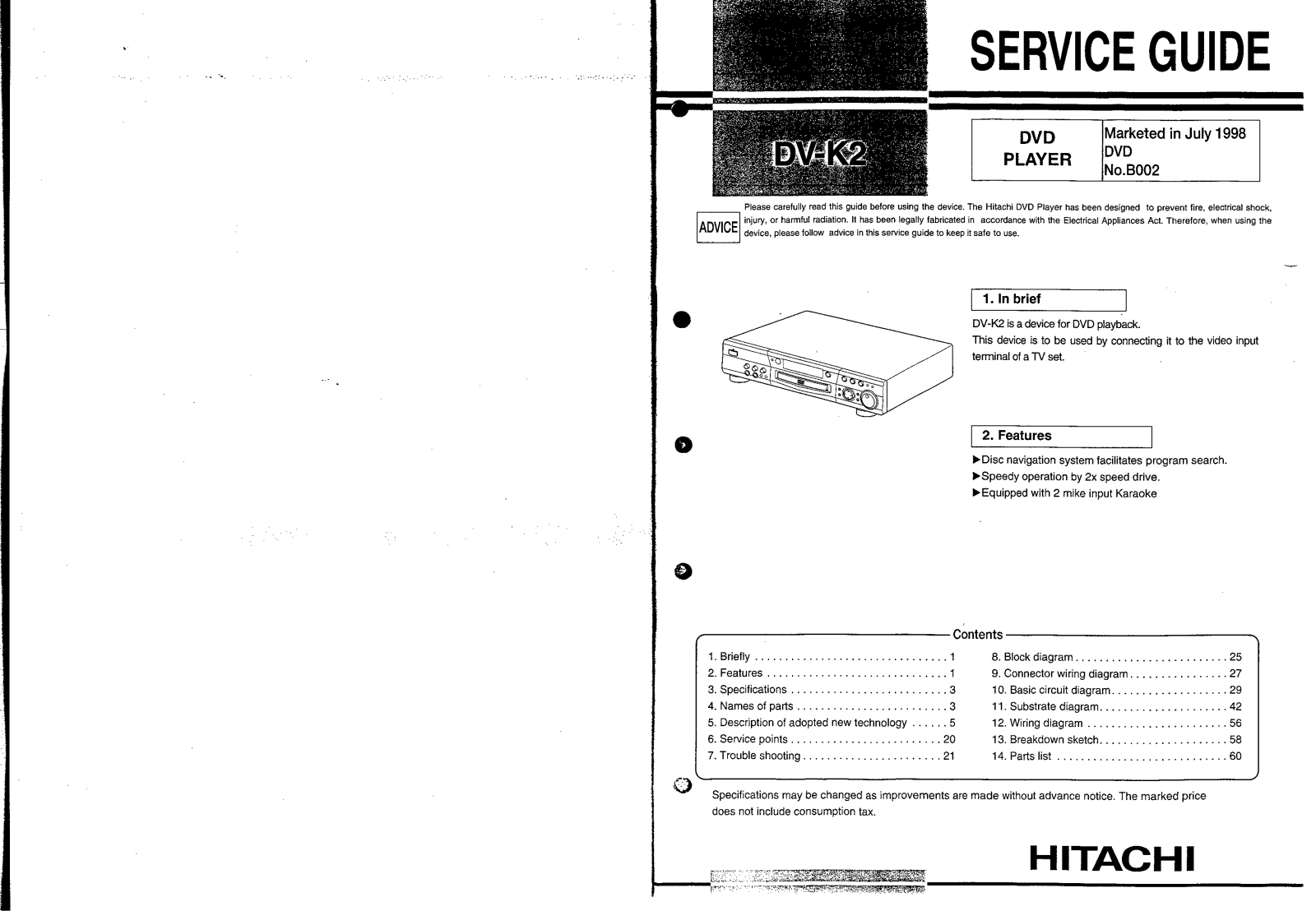 Hitachi DVK-2 Service manual
