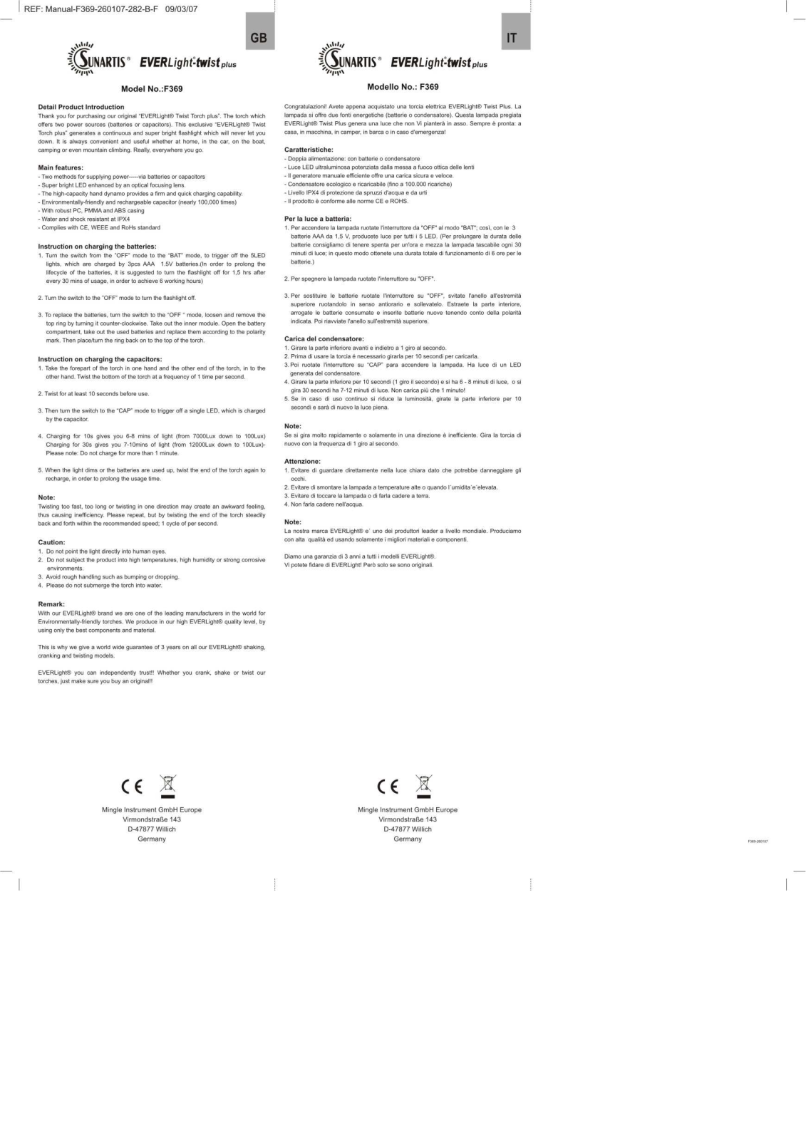 EverLight F369 User manual