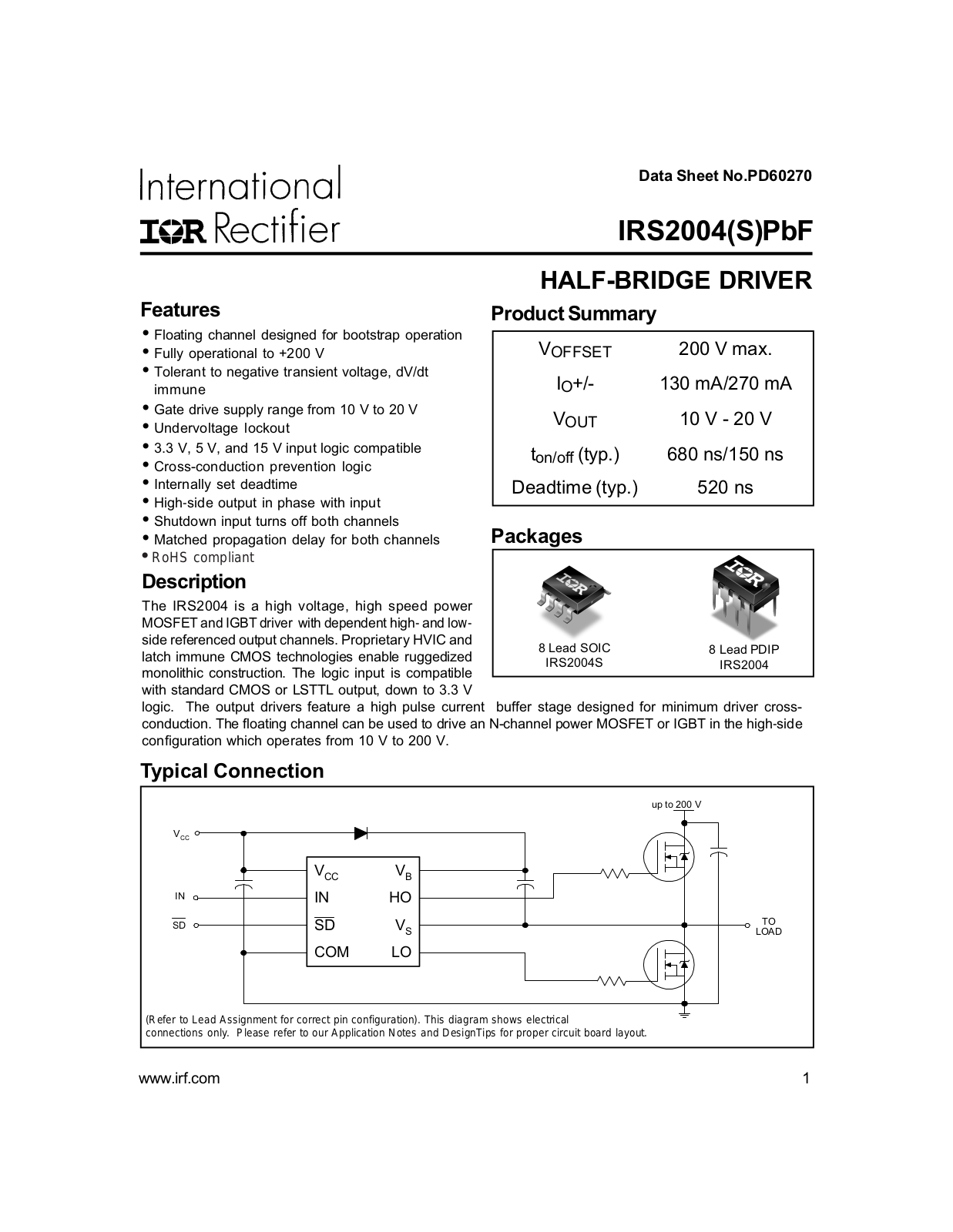 IOR IRS2004S-PbF User Manual