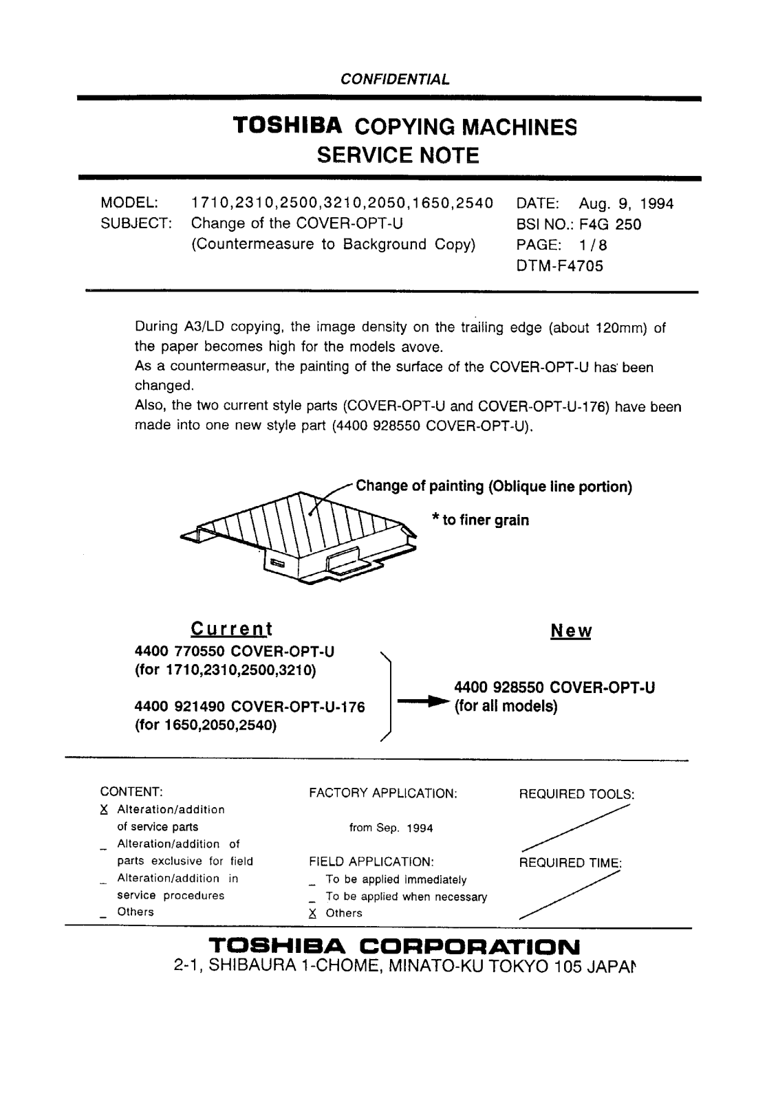 Toshiba f4g250 Service Note