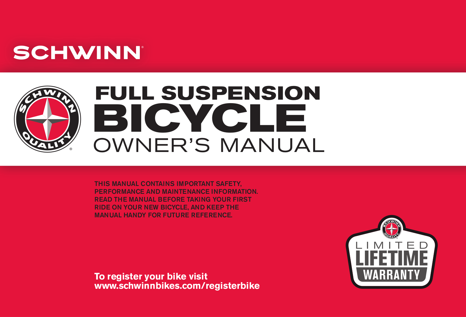 Schwinn Full Suspension Bicycle Owner's Manual