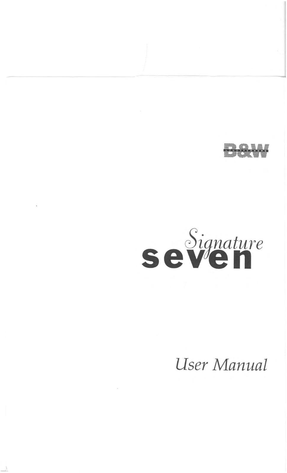 Bowers and Wilkins Signature 7 Owners manual