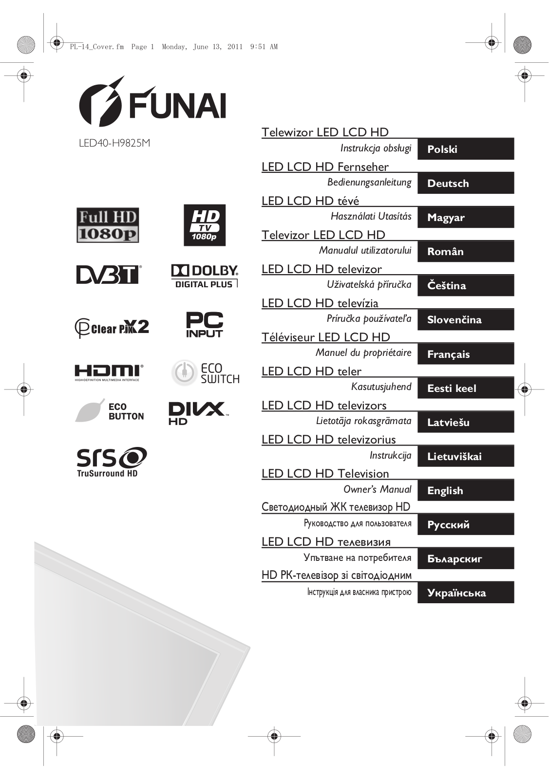 FUNAI LED40-H9825M User Manual